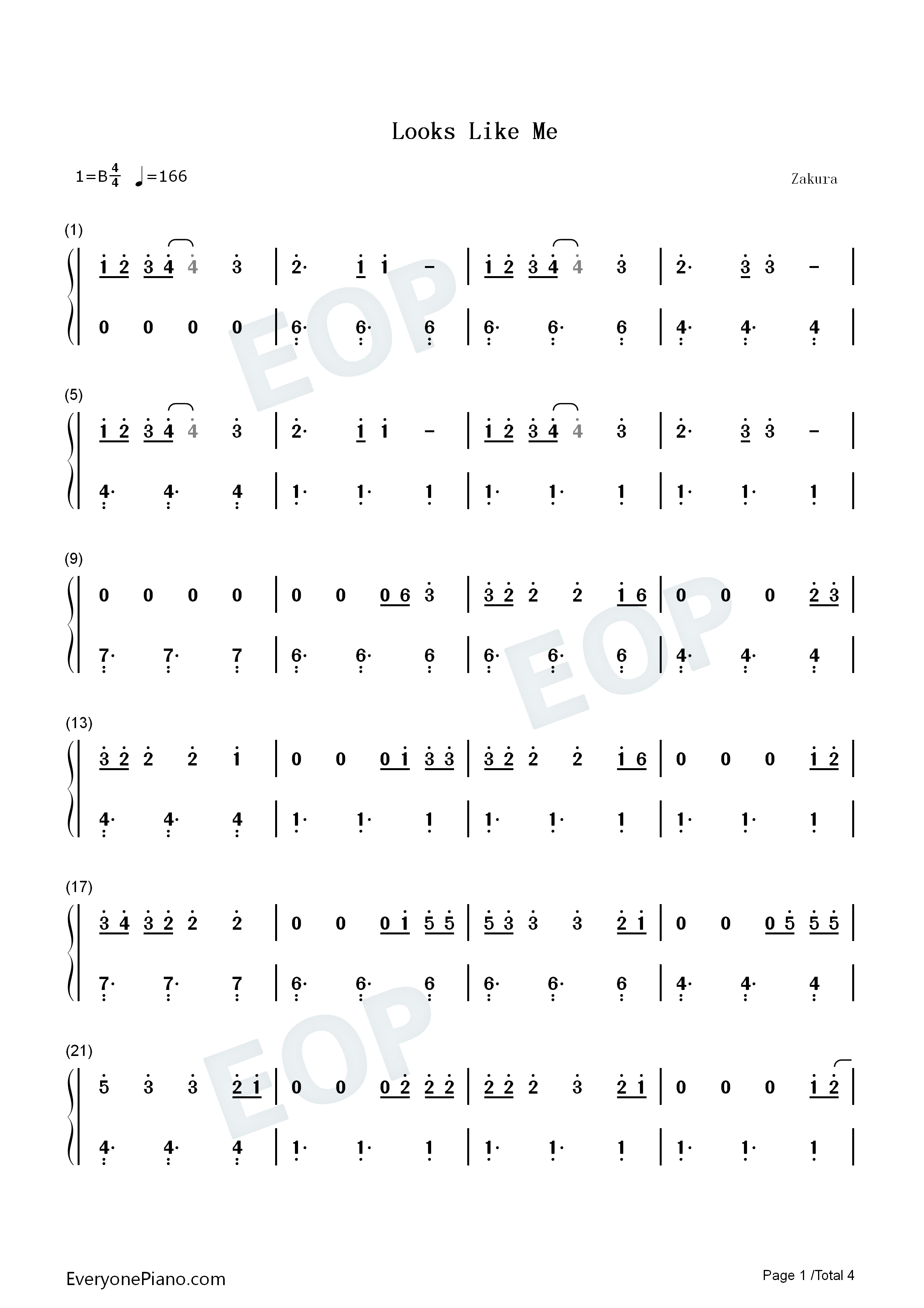 Looks_Like_Me钢琴简谱_Dean_Lewis演唱