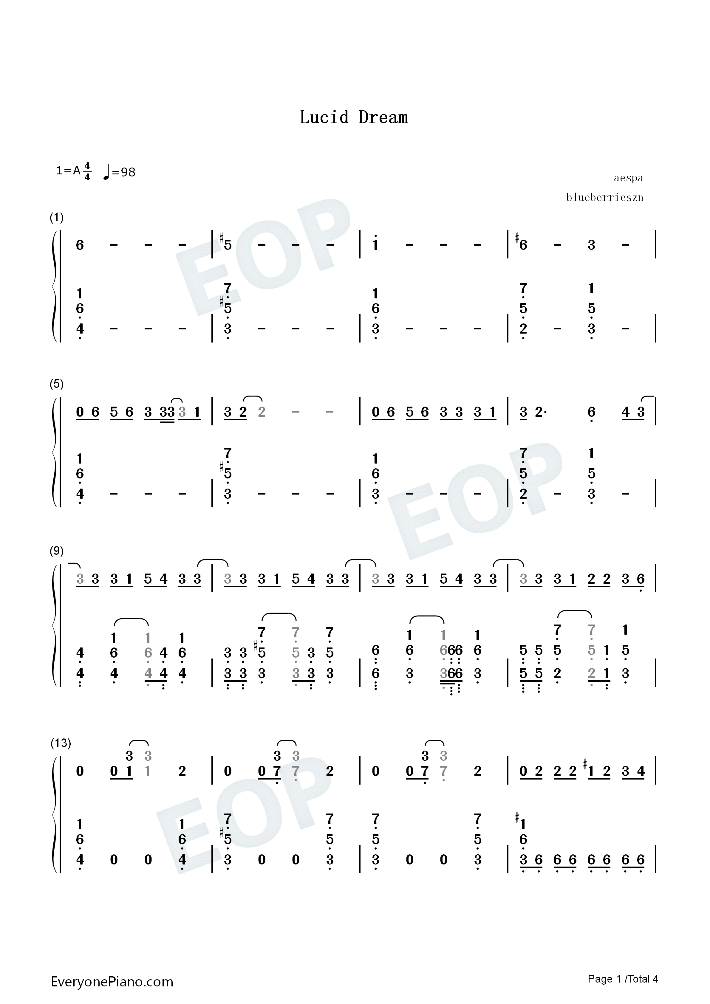 Lucid_Dream钢琴简谱_Aespa演唱