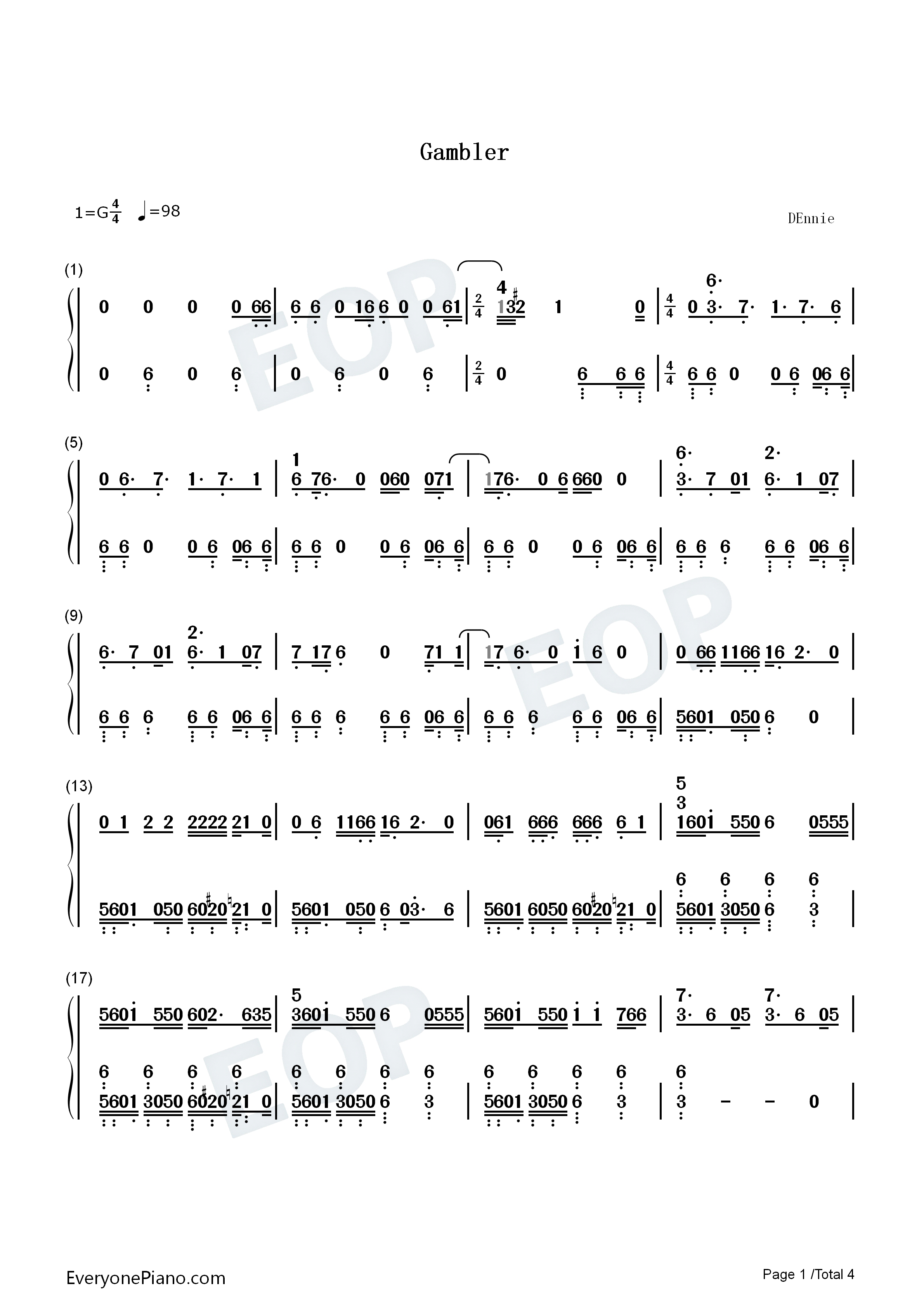 Gambler钢琴简谱_Monsta_X演唱