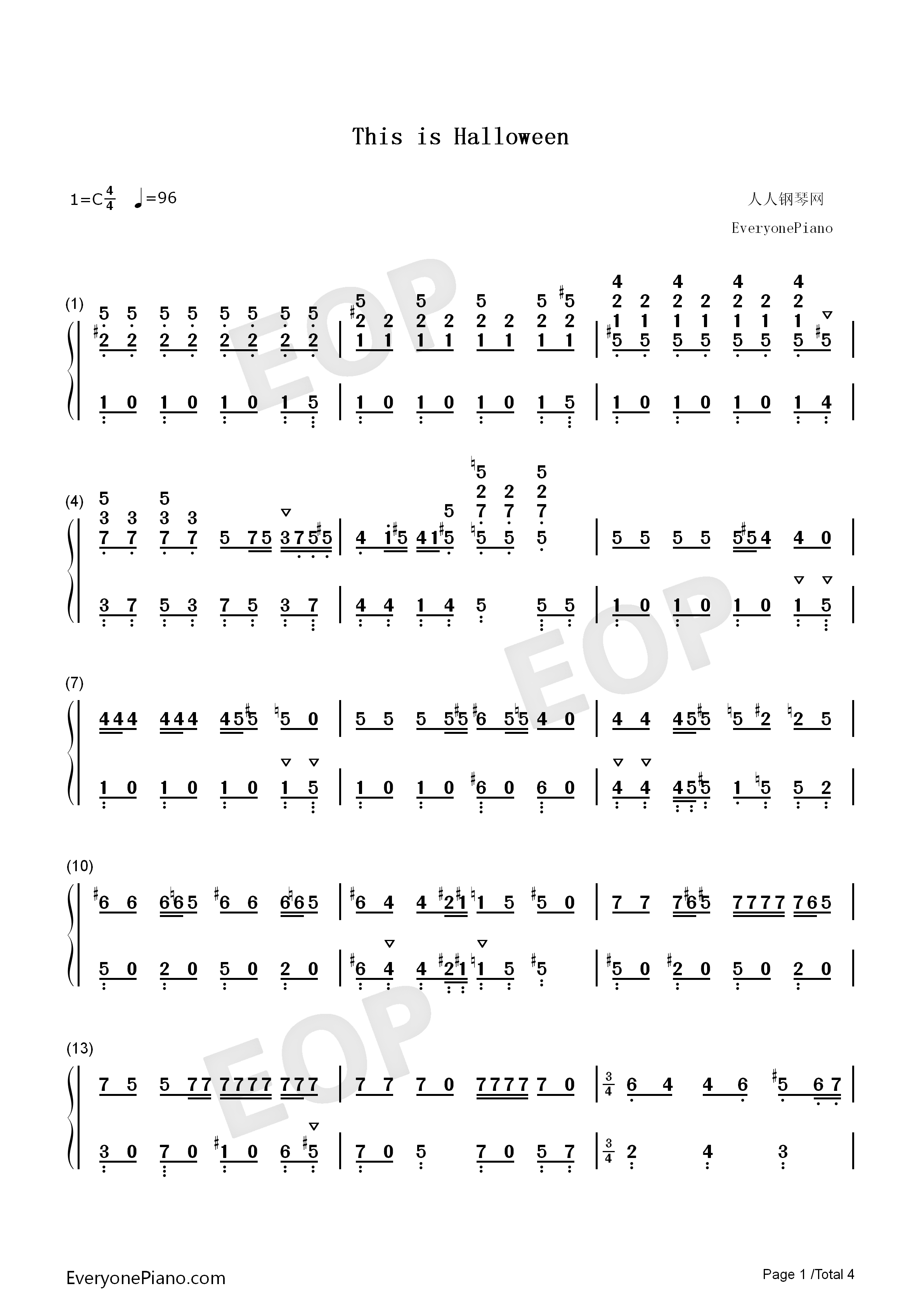 This_Is_Halloween钢琴简谱_Danny_Elfman演唱