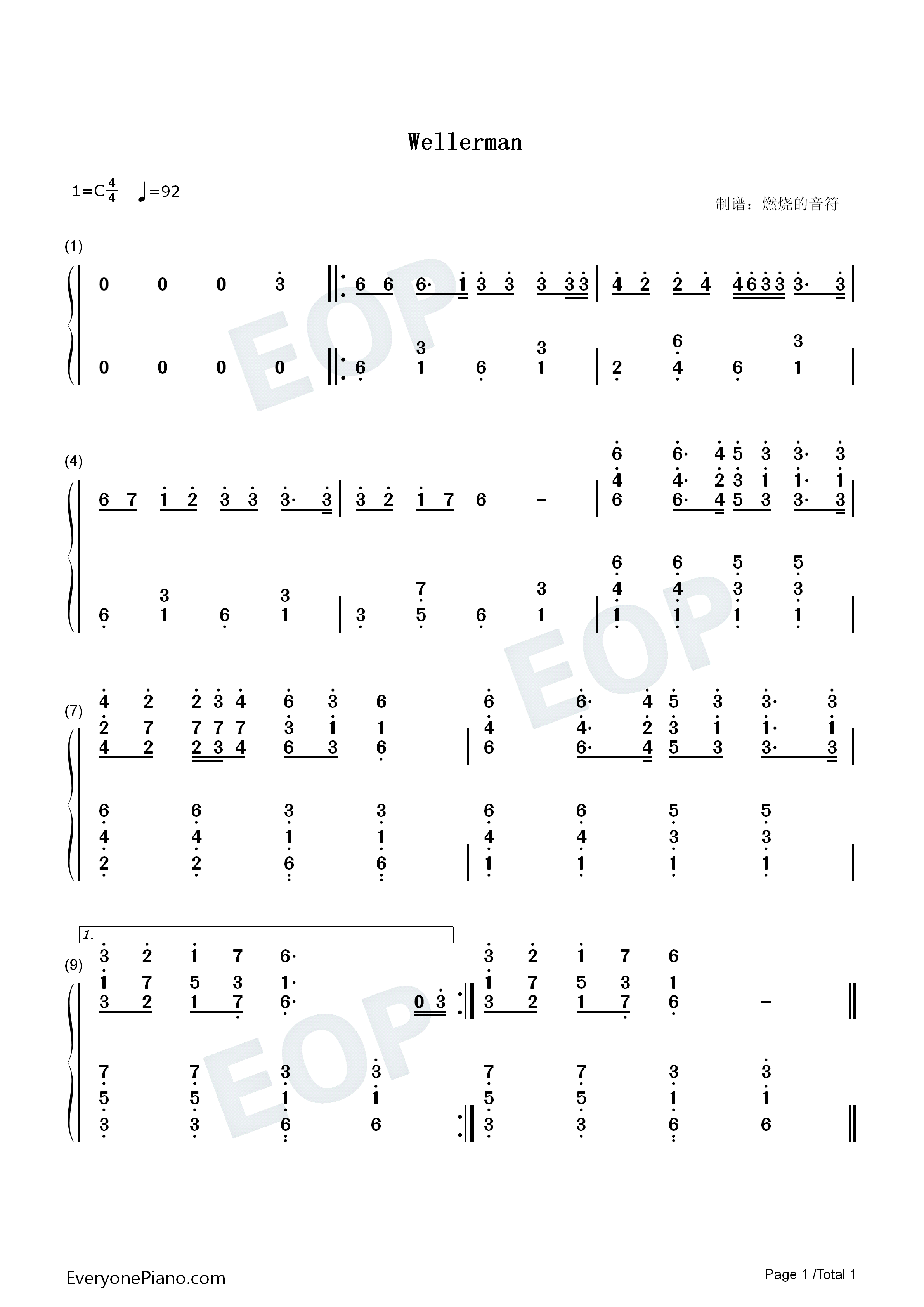 Wellerman钢琴简谱_Nathan_Evans演唱