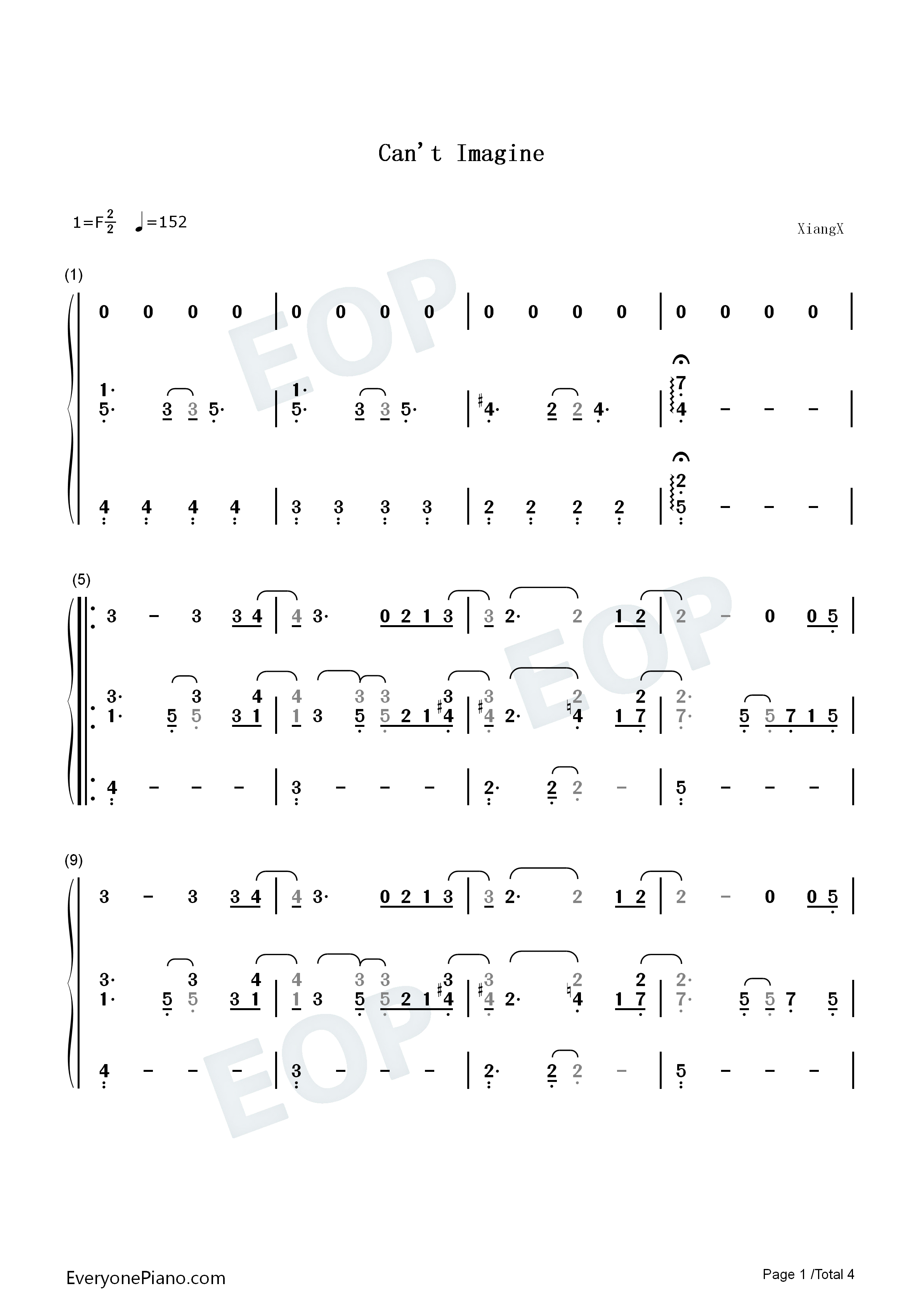 Cant_Imagine钢琴简谱_Shawn_Mendes演唱