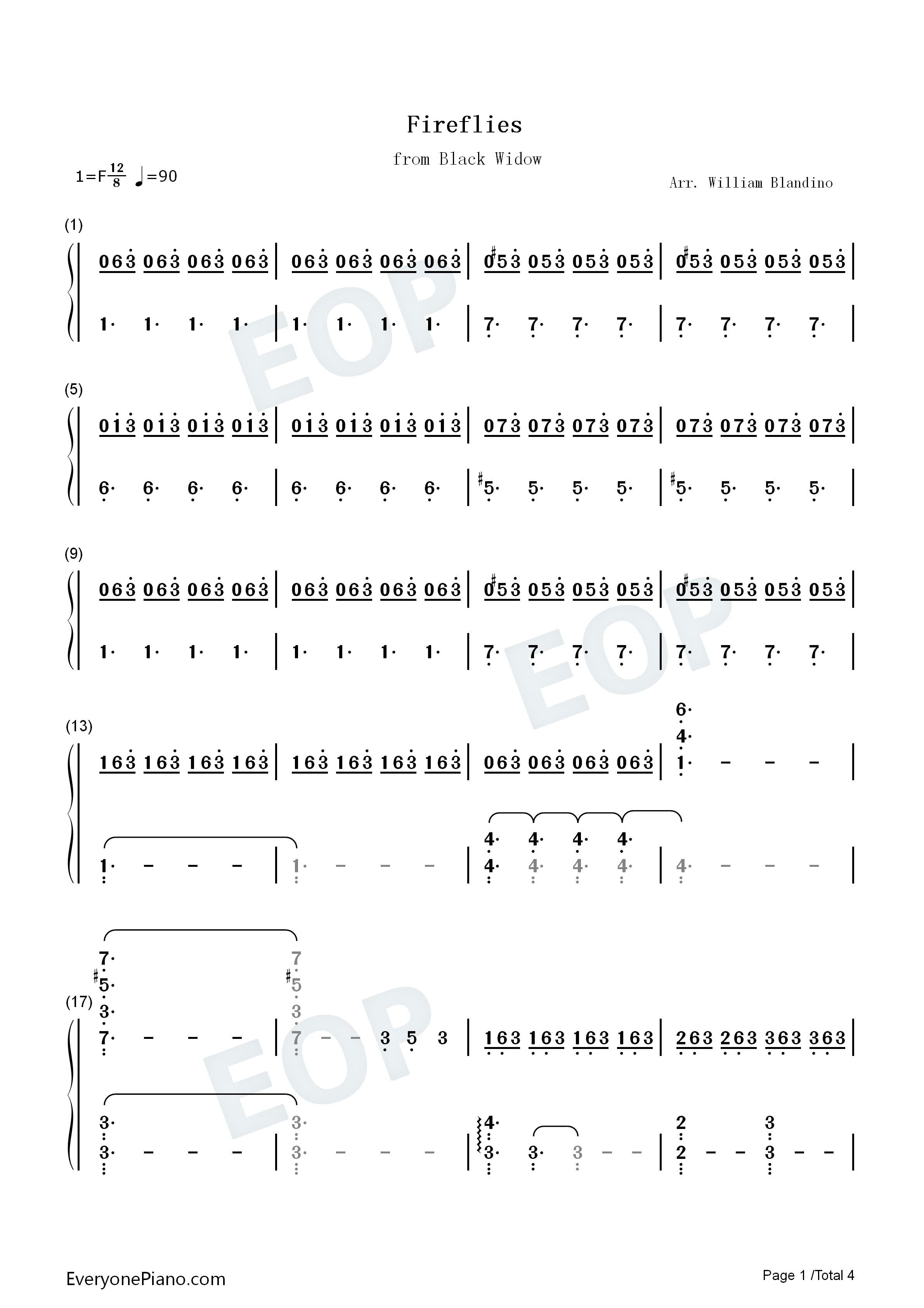 Fireflies钢琴简谱_Lorne_Balfe演唱