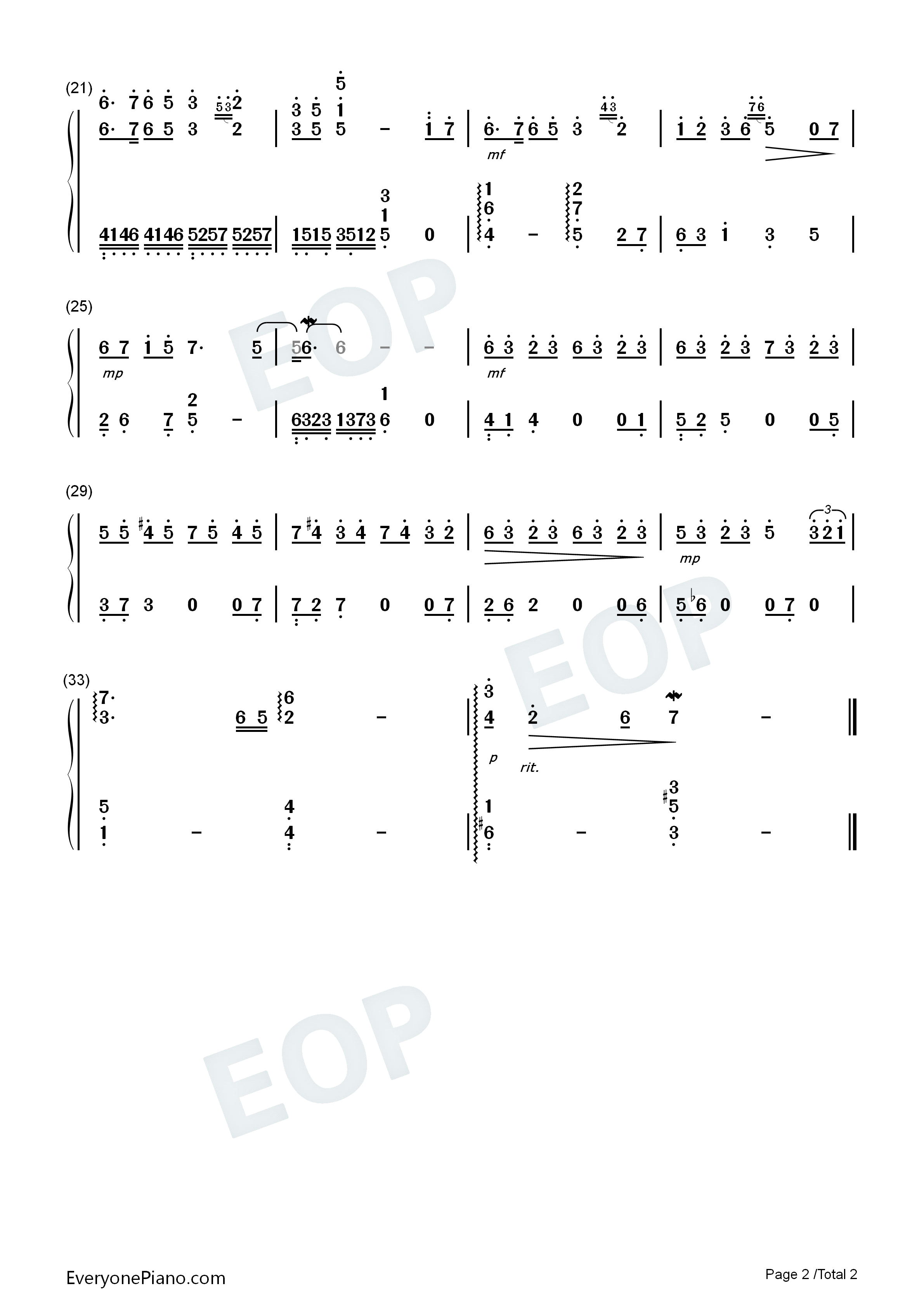 相守钢琴简谱_周深演唱