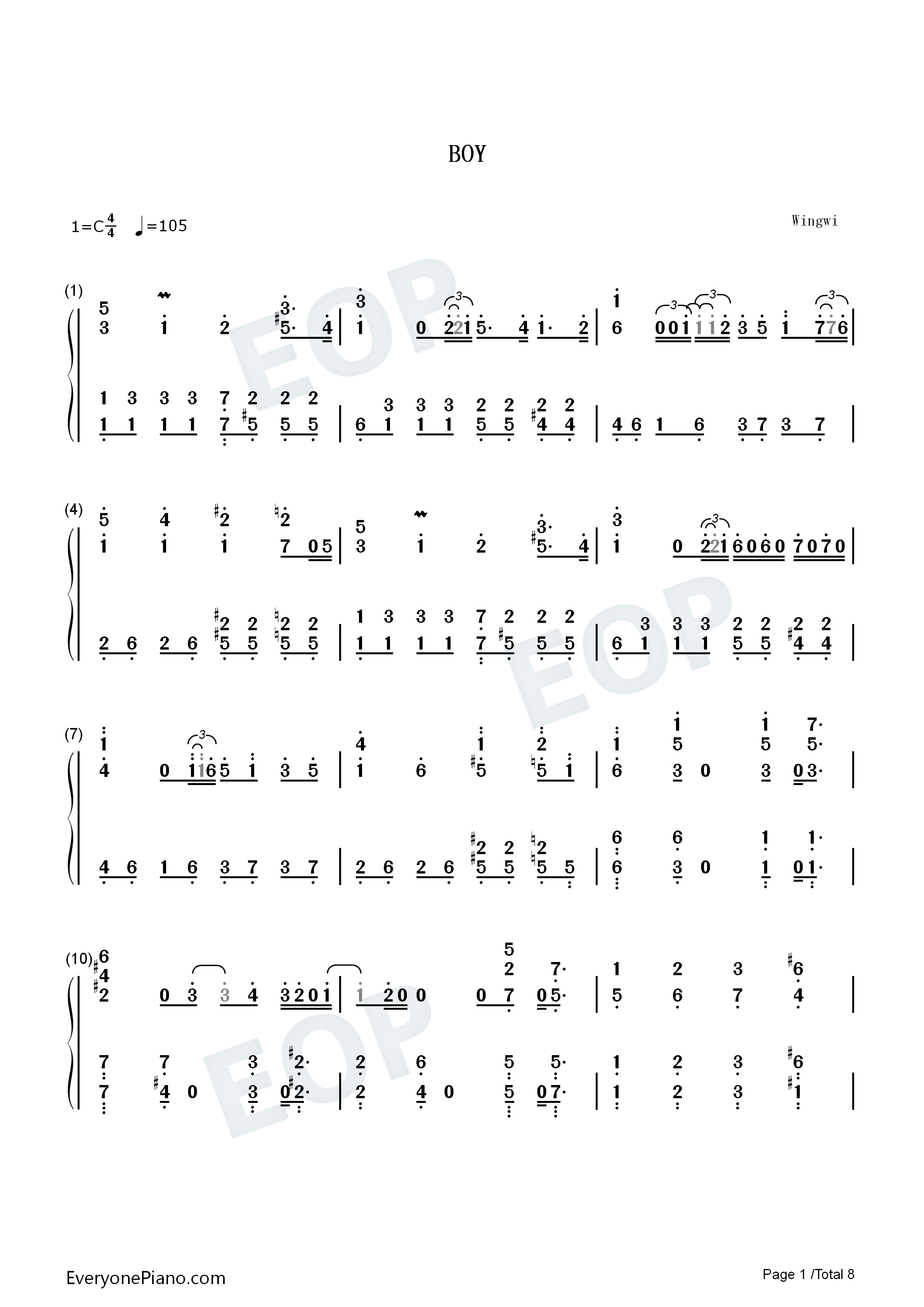 BOY钢琴简谱_King_Gnu演唱