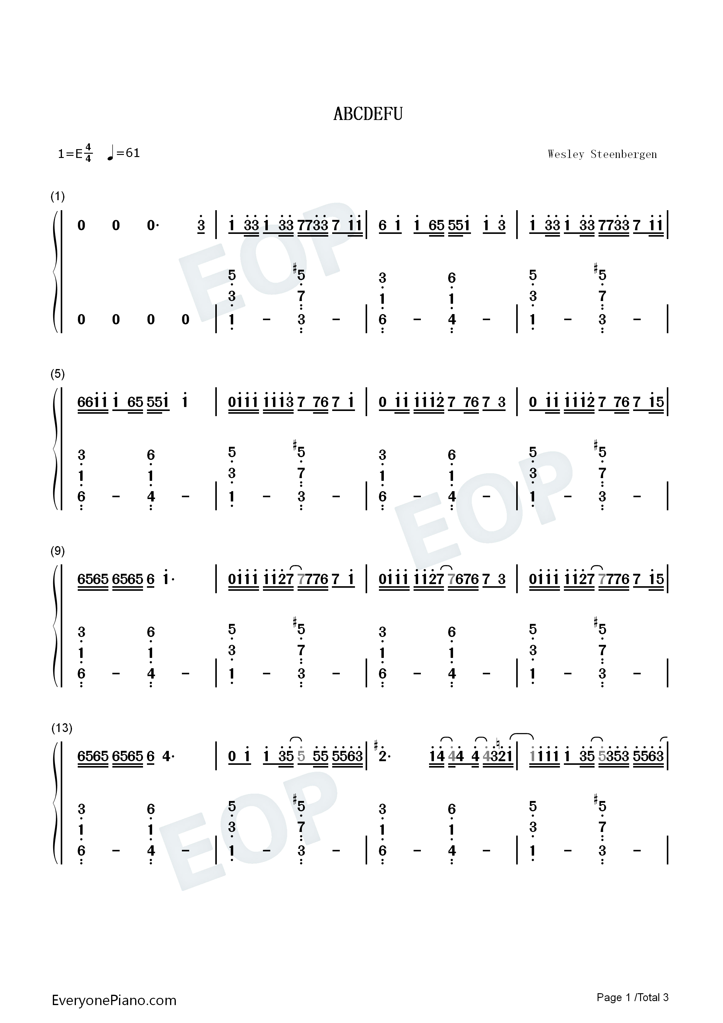 ABCDEFU钢琴简谱_Gayle演唱