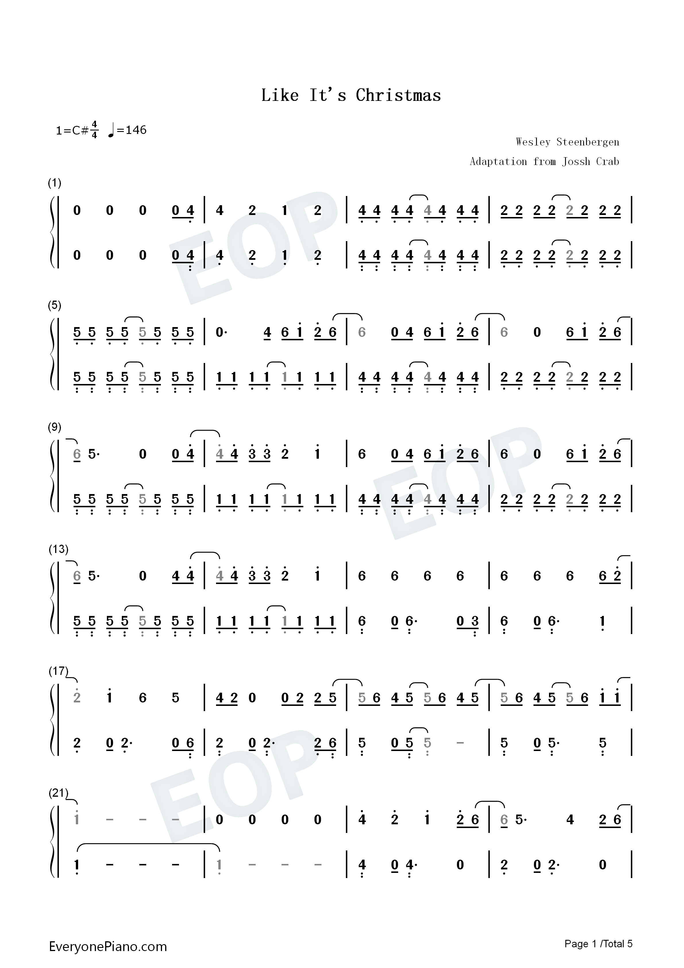 Like_Its_Christmas钢琴简谱_Jonas_Brothers演唱