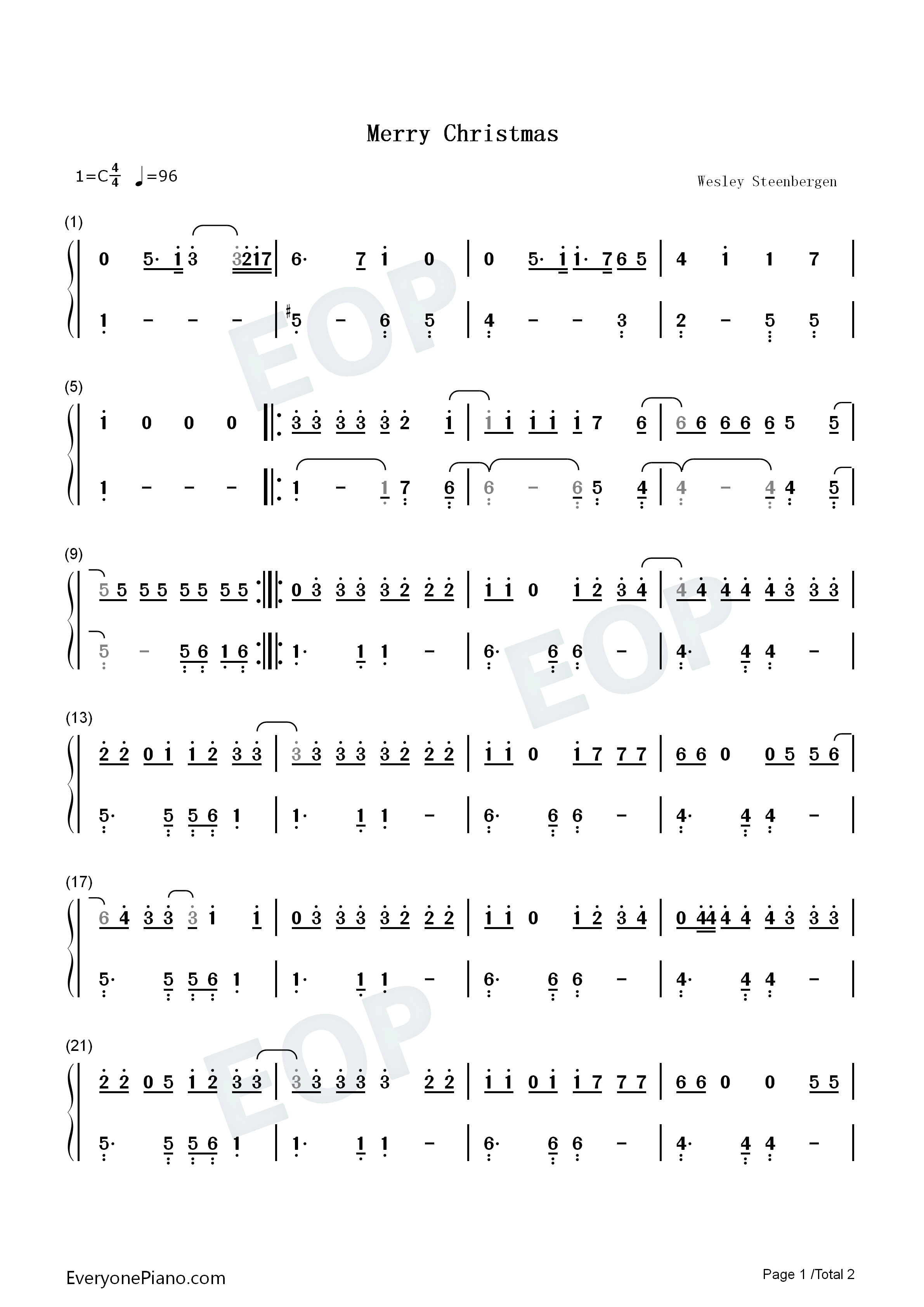 Merry_Christmas钢琴简谱_Ed_Sheeran_Elton_John演唱