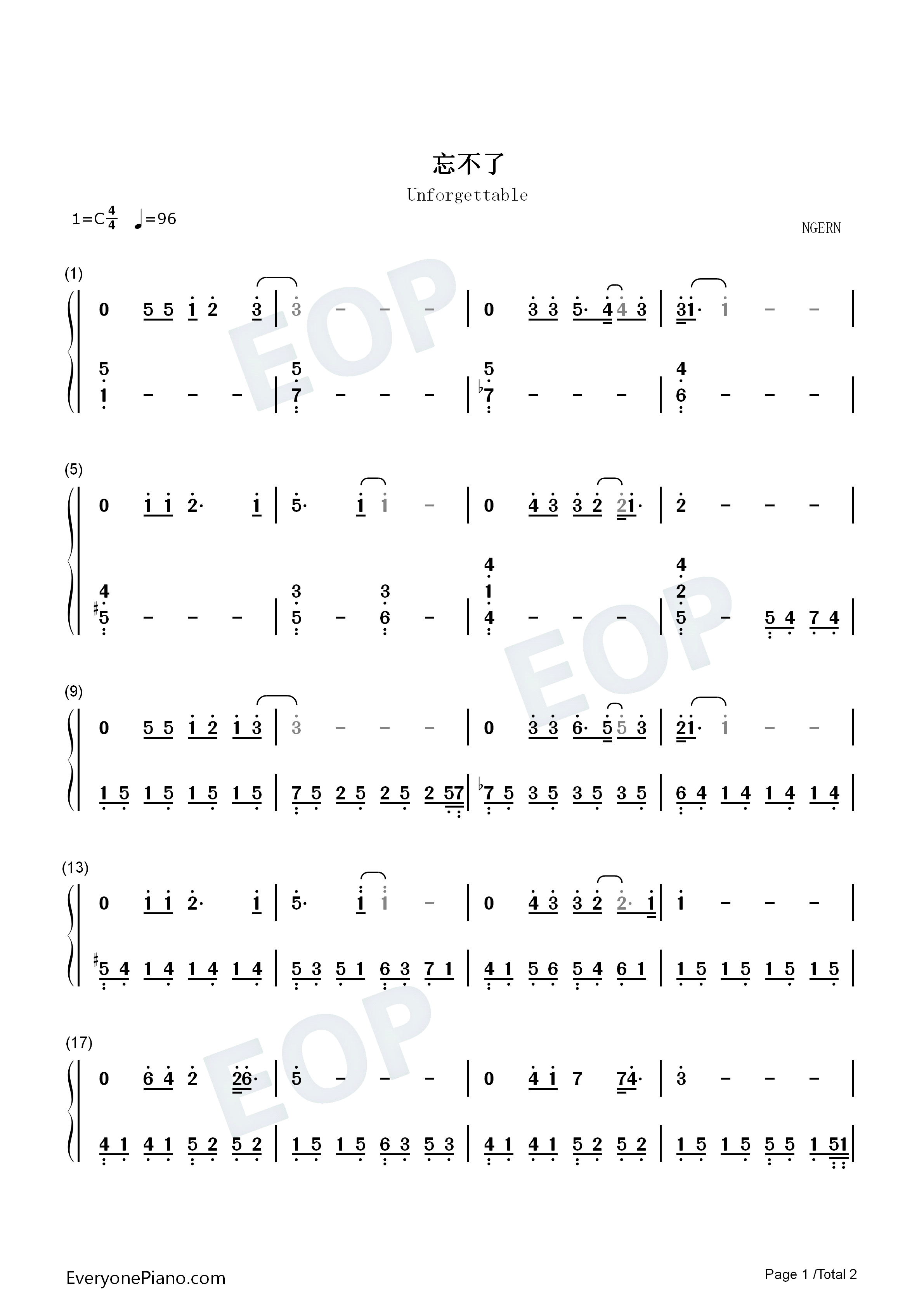 忘不了钢琴简谱_童安格演唱