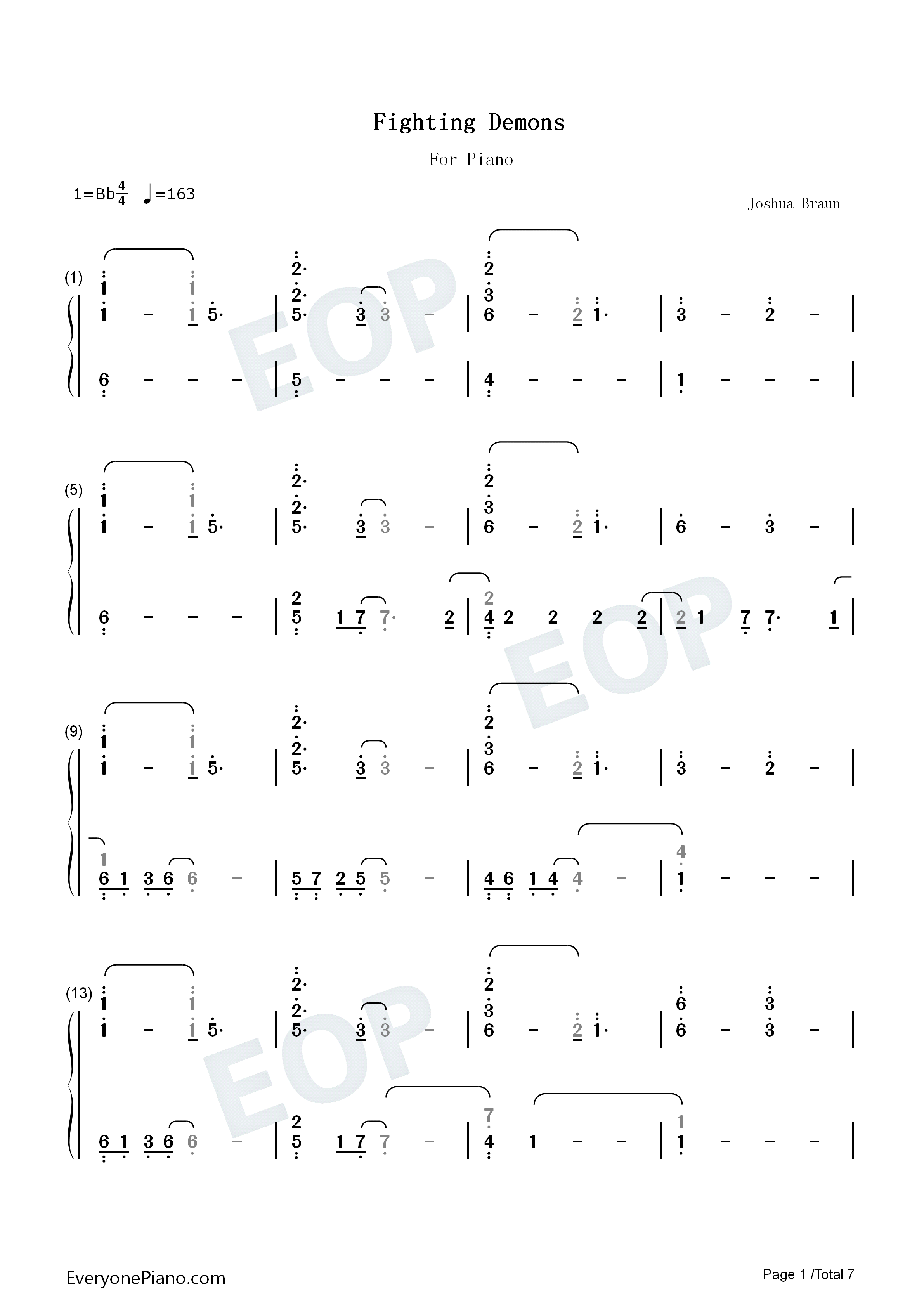 Fighting_Demons钢琴简谱_Juice_WRLD演唱