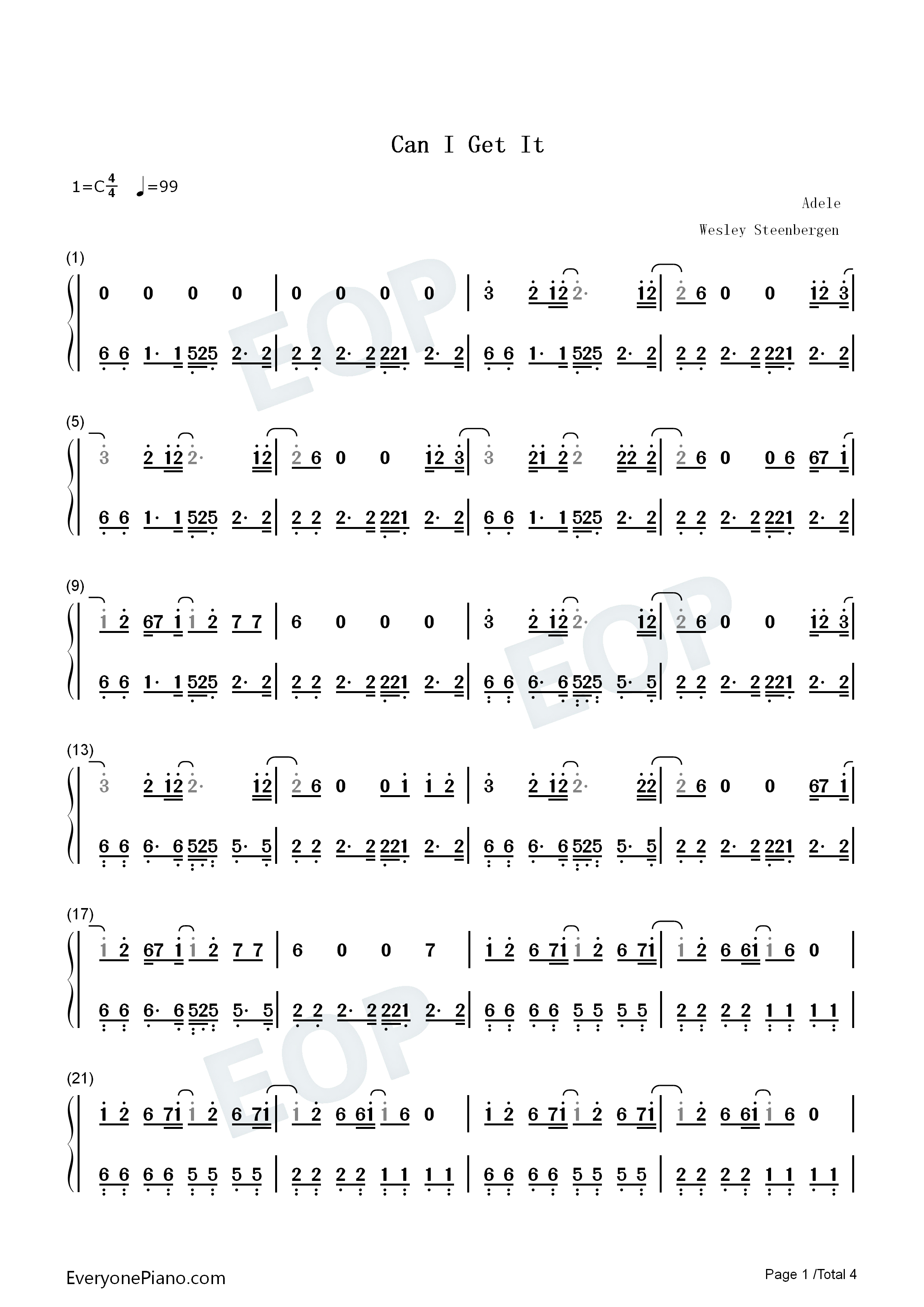 Can_I_Get_It钢琴简谱_Adele演唱