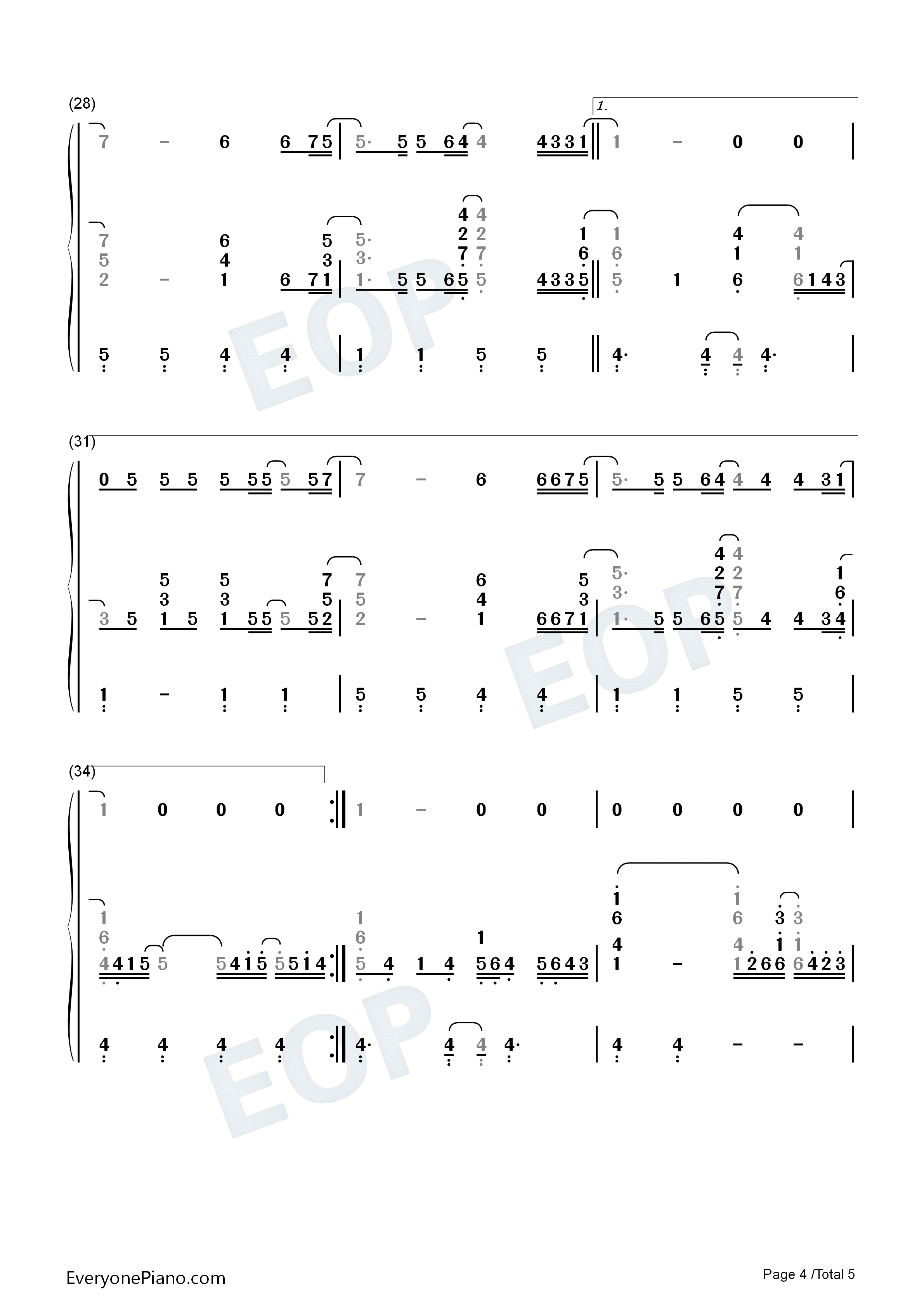 Stay_Another_Day钢琴简谱_East_17演唱