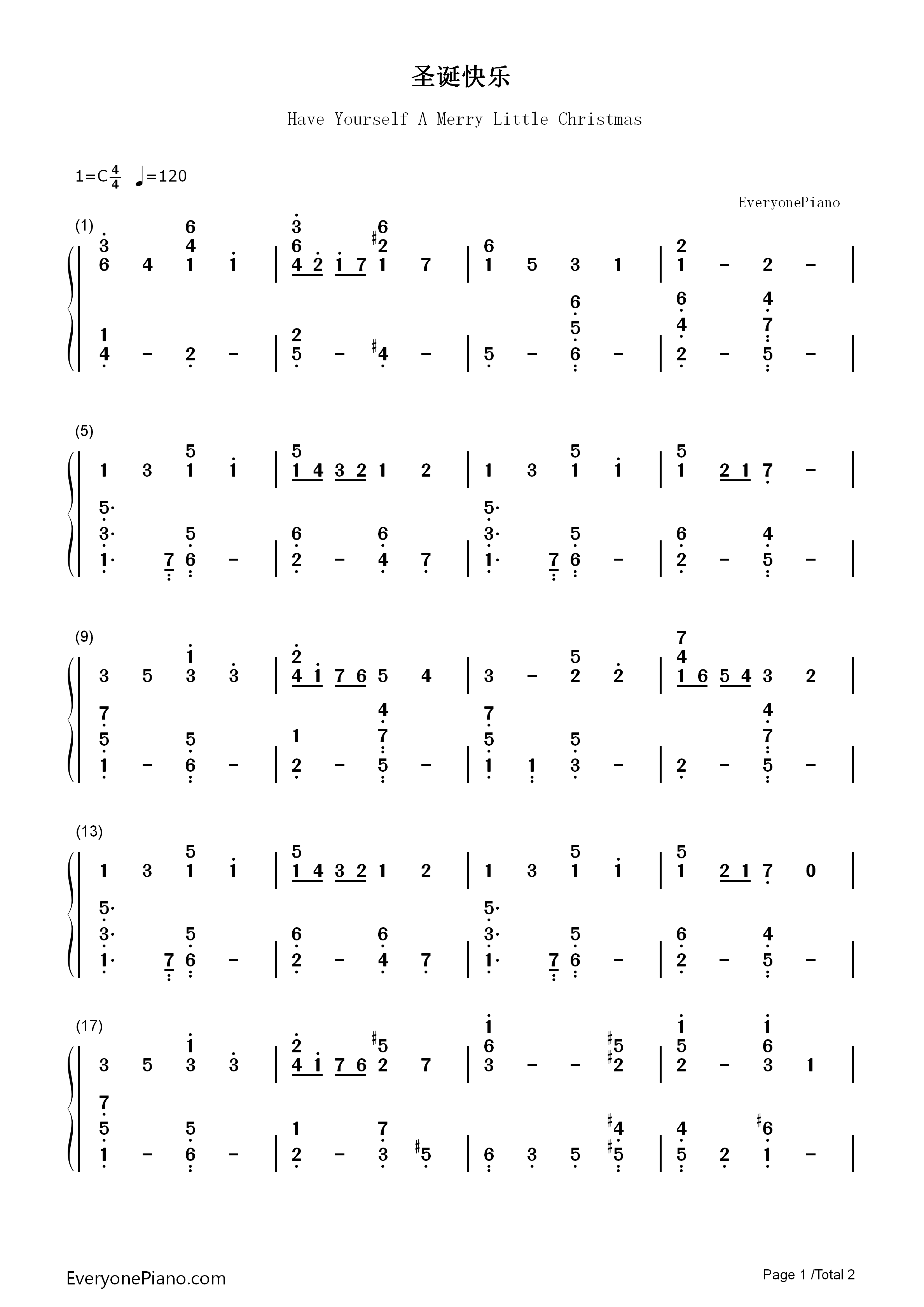 圣诞快乐钢琴简谱_茱蒂嘉兰__Judy_Garland演唱