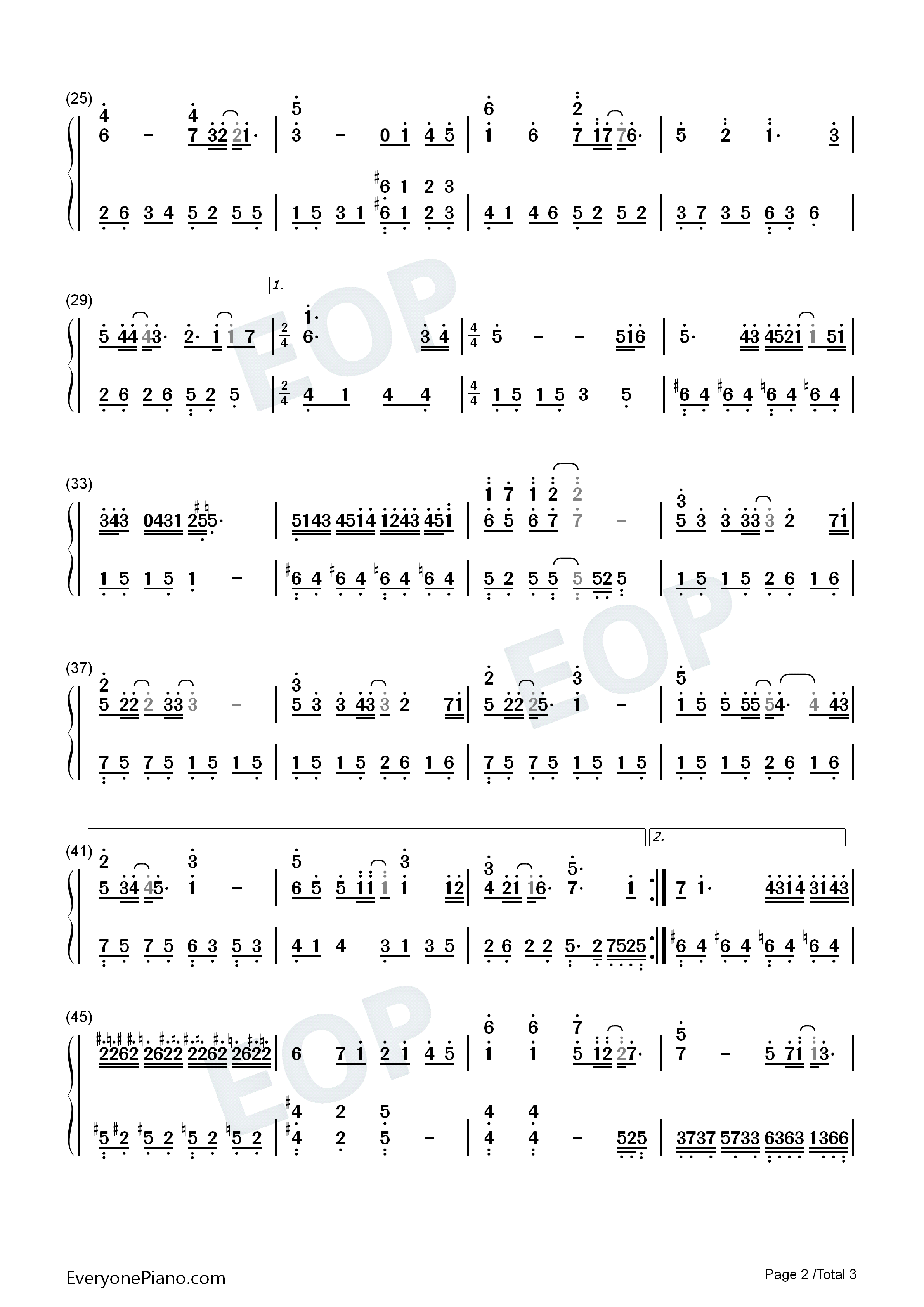 爱你爱到死钢琴简谱_同恩_马诗婷_杨荞安演唱