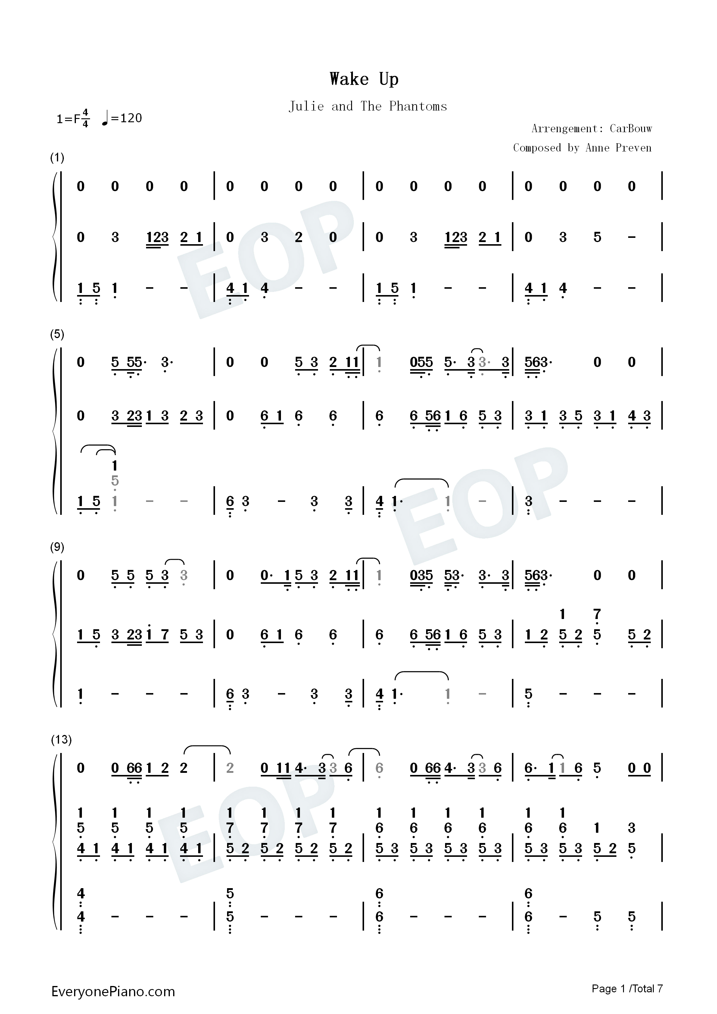 Wake_Up钢琴简谱_Madison_Reyes演唱