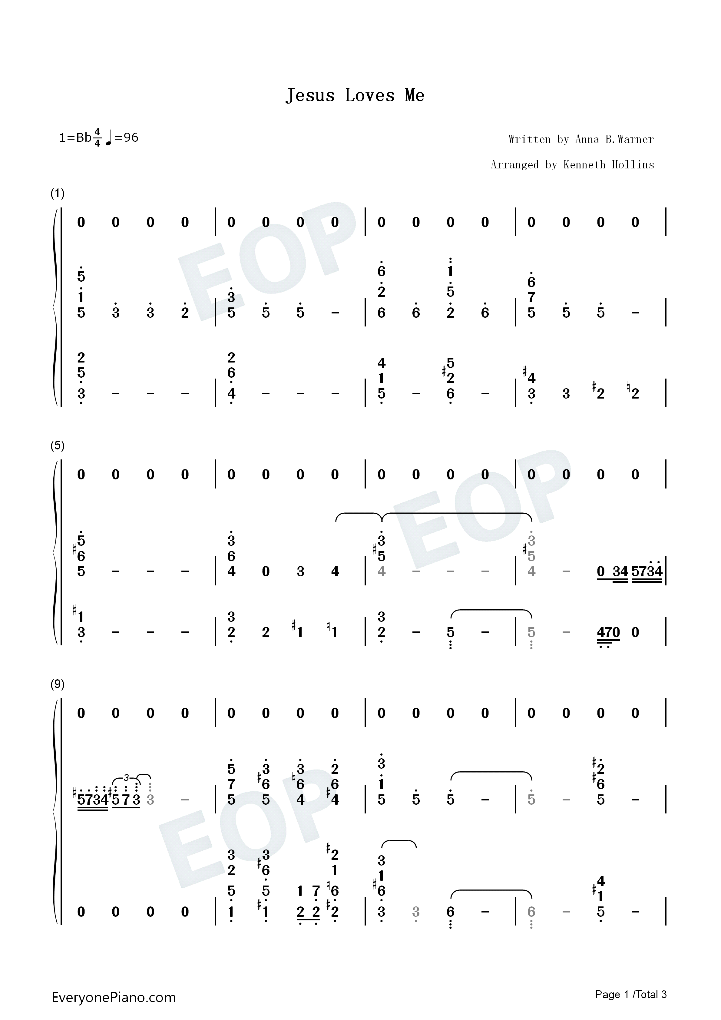 Jesus_Loves_Me钢琴简谱_Whitney_Houston演唱
