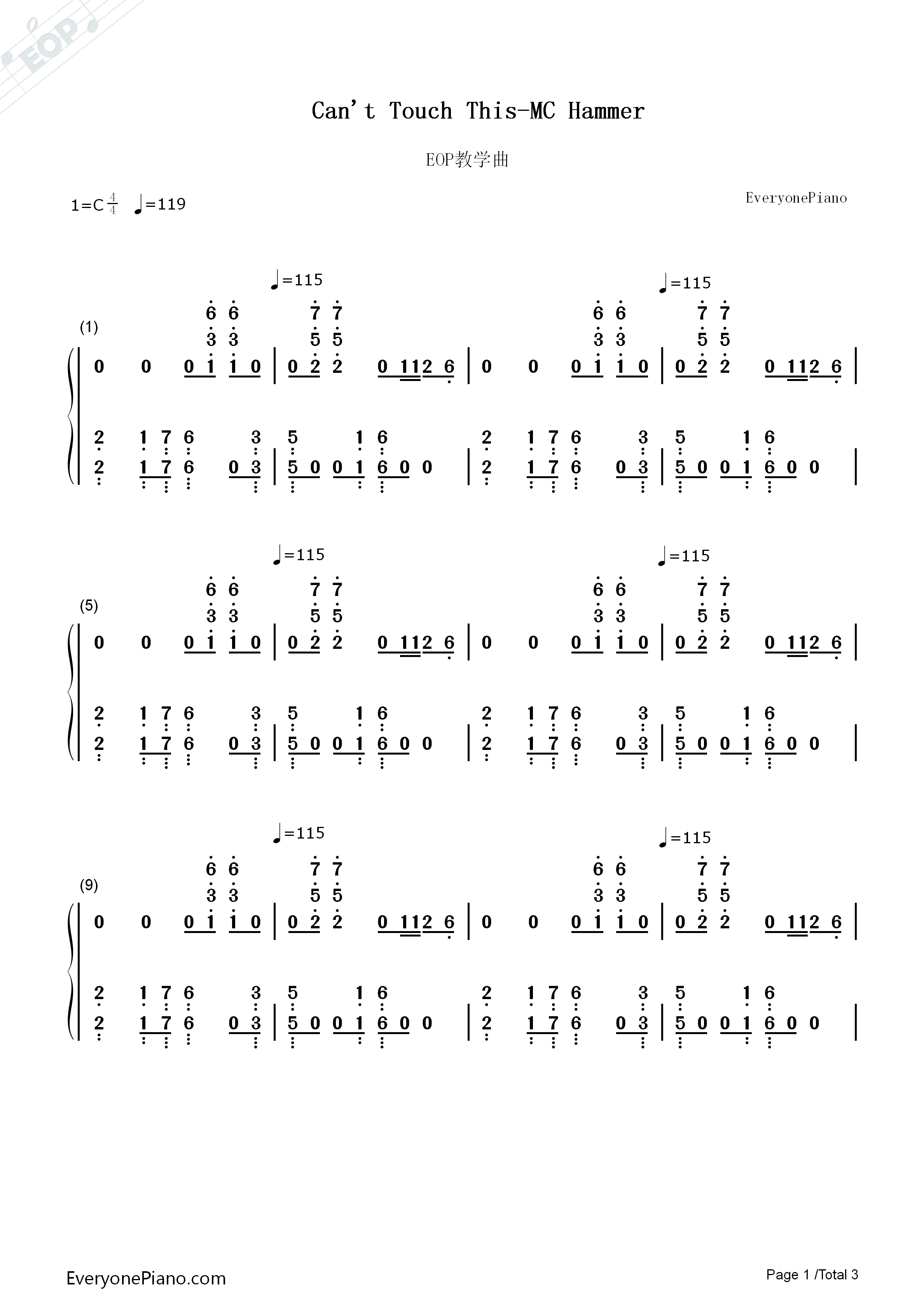 Can't_Touch_This（U_Can't_Touch_This）钢琴简谱_MC_Hammer演唱