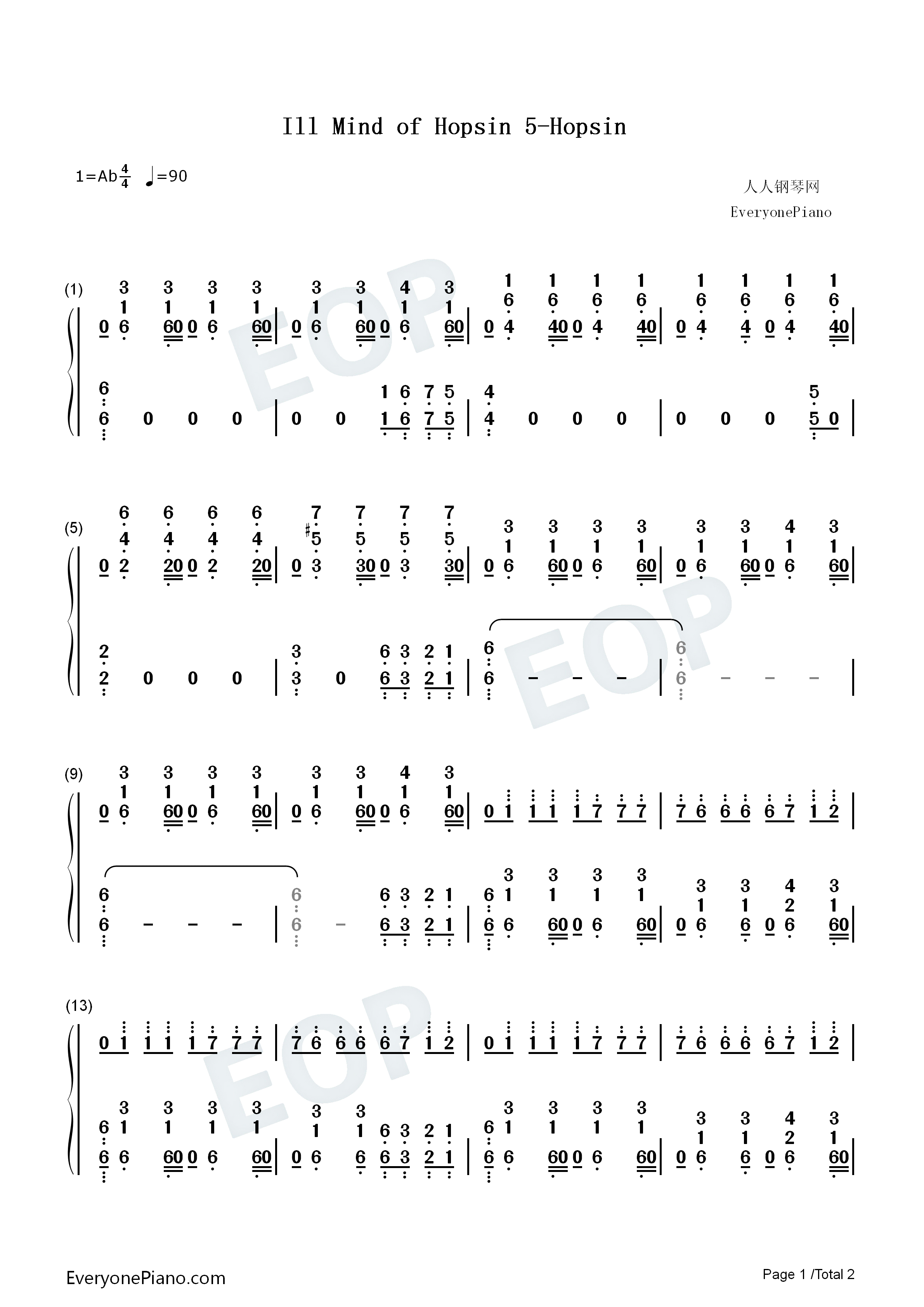 Ill_Mind_of_Hopsin_5钢琴简谱_Hopsin演唱