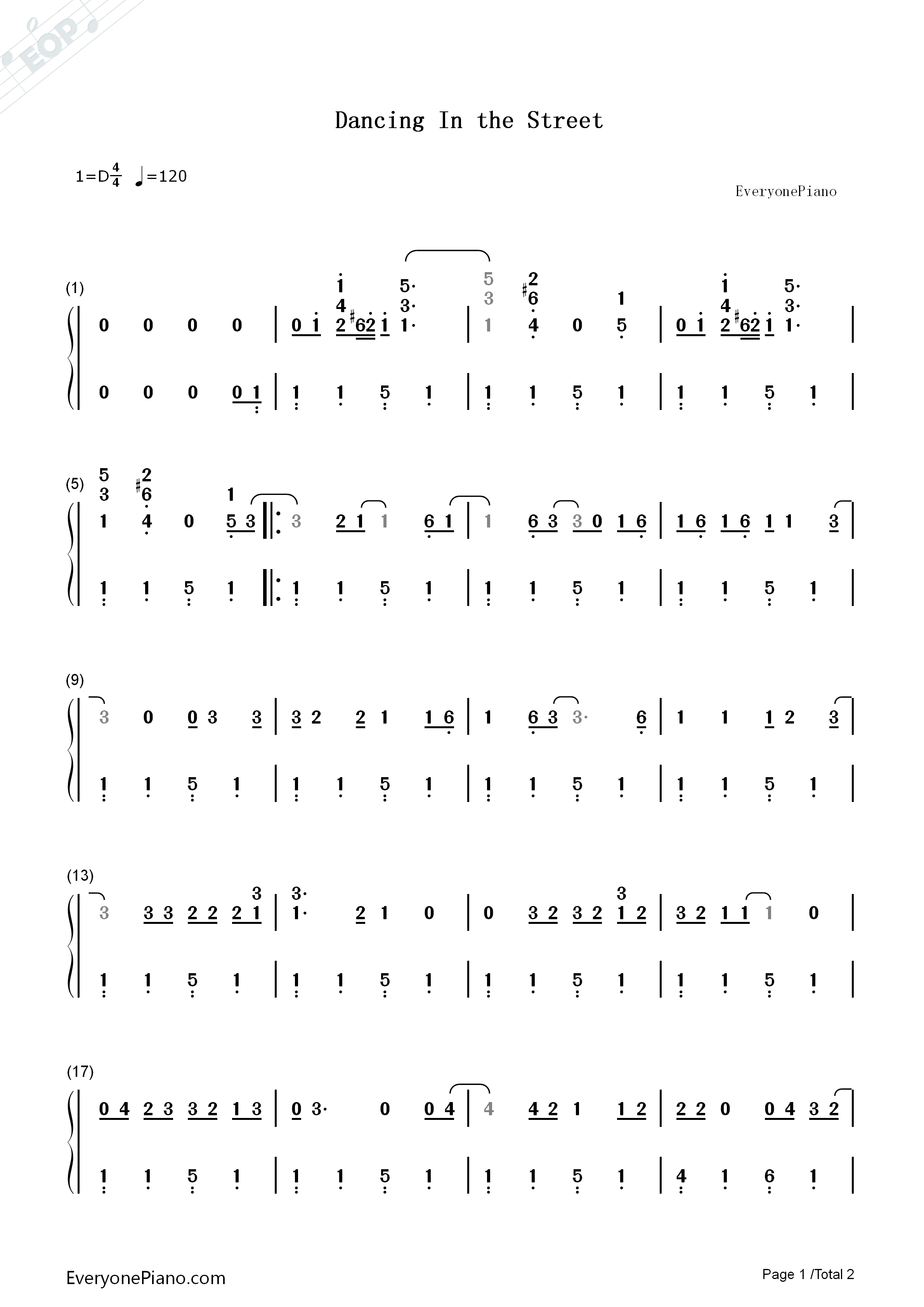 Dancing_In_the_Street钢琴简谱_Marvin_Gaye__William_Mickey_Stevenson__Ivy_Jo_Hunter演唱