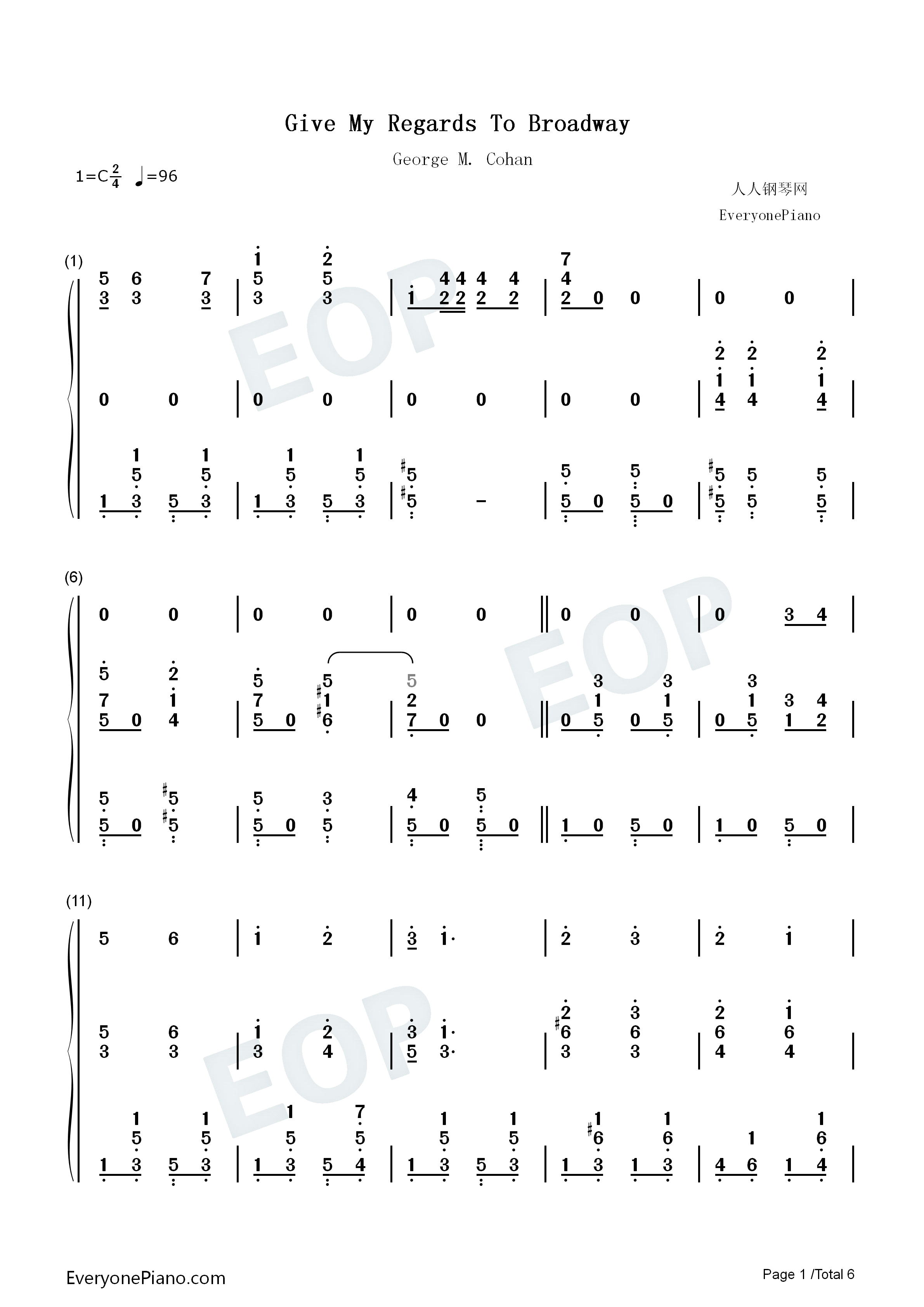 Give_My_Regards_To_Broadway钢琴简谱_George_M._Cohan演唱