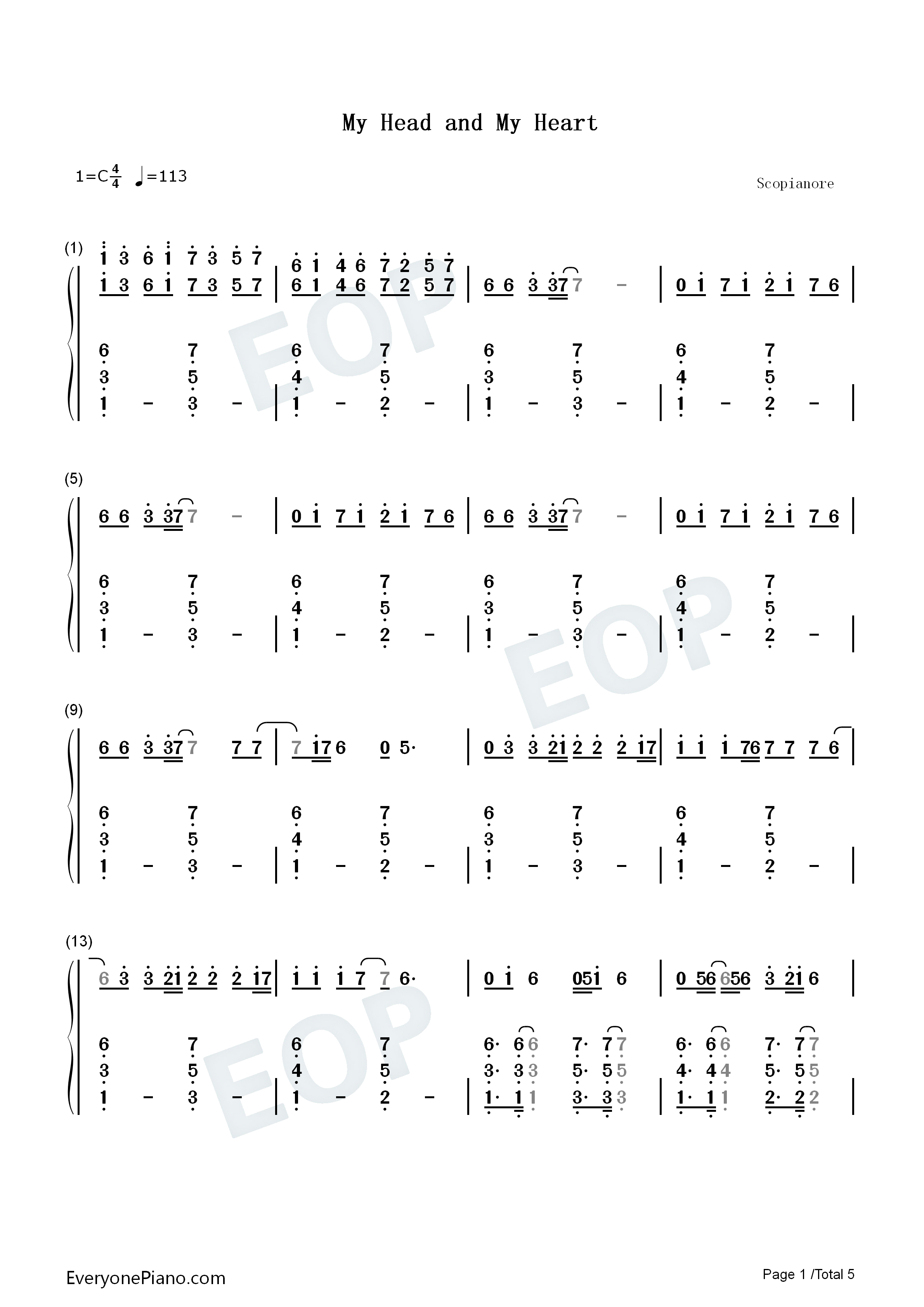 My_Head_My_Heart钢琴简谱_Ava_Max演唱
