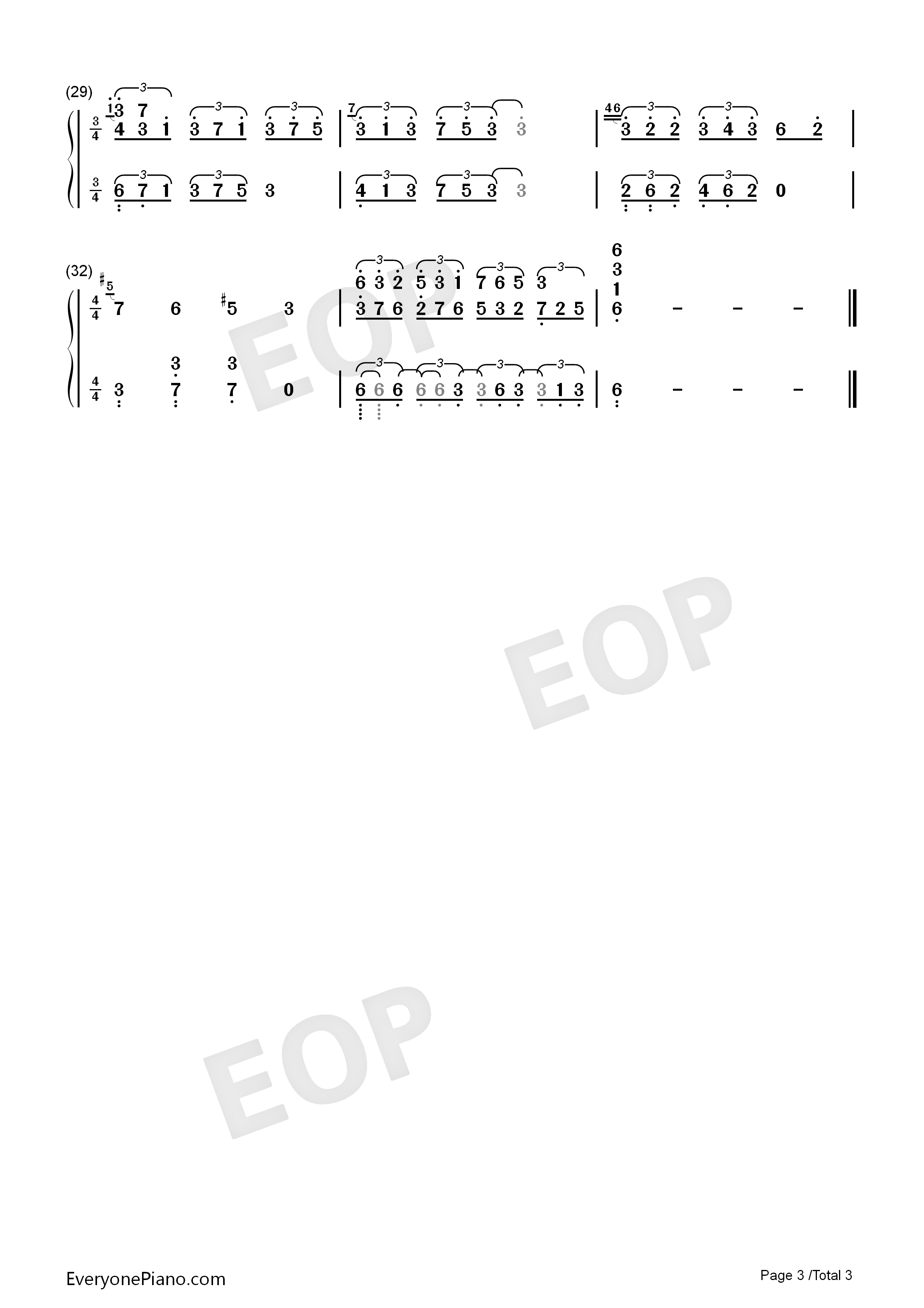 一丝不挂钢琴简谱_陈奕迅演唱