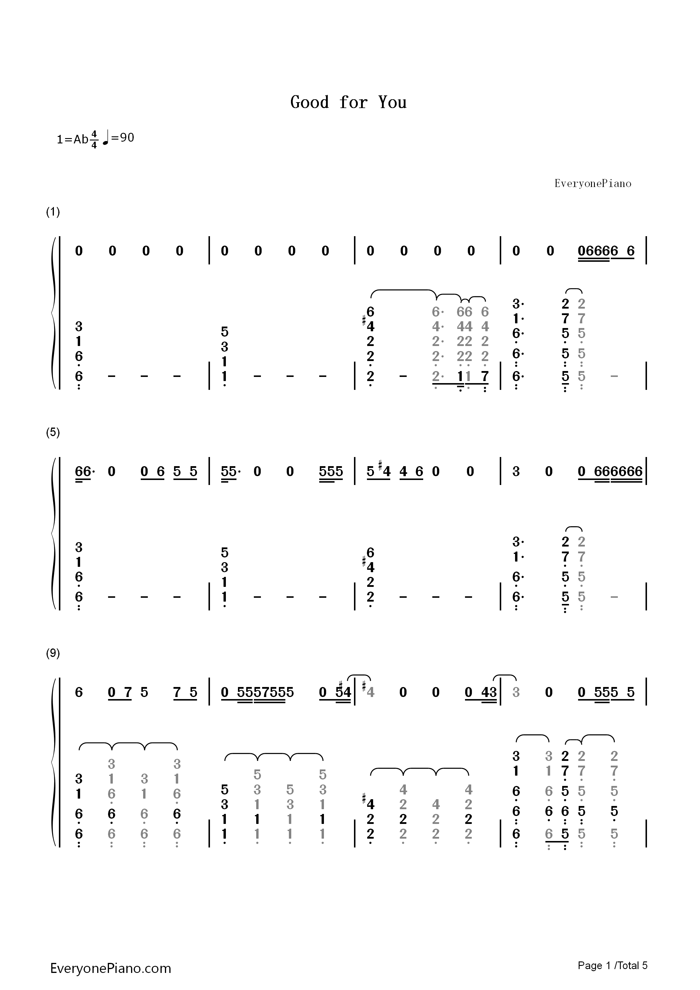 Good_for_You钢琴简谱_Selena_Gomez演唱