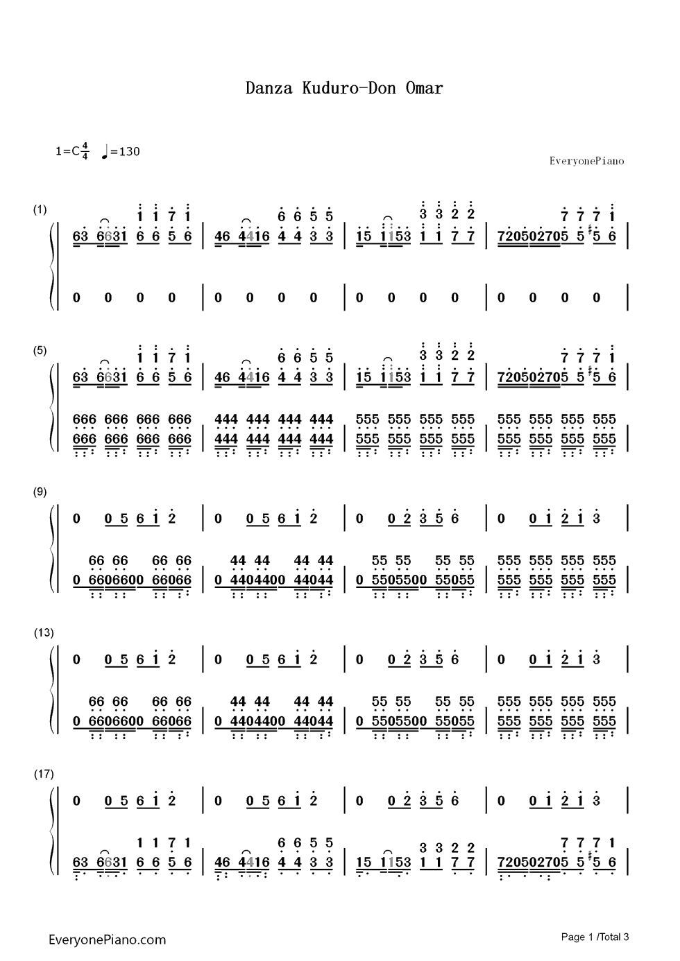 Danza_Kuduro钢琴简谱_Don_Omar演唱