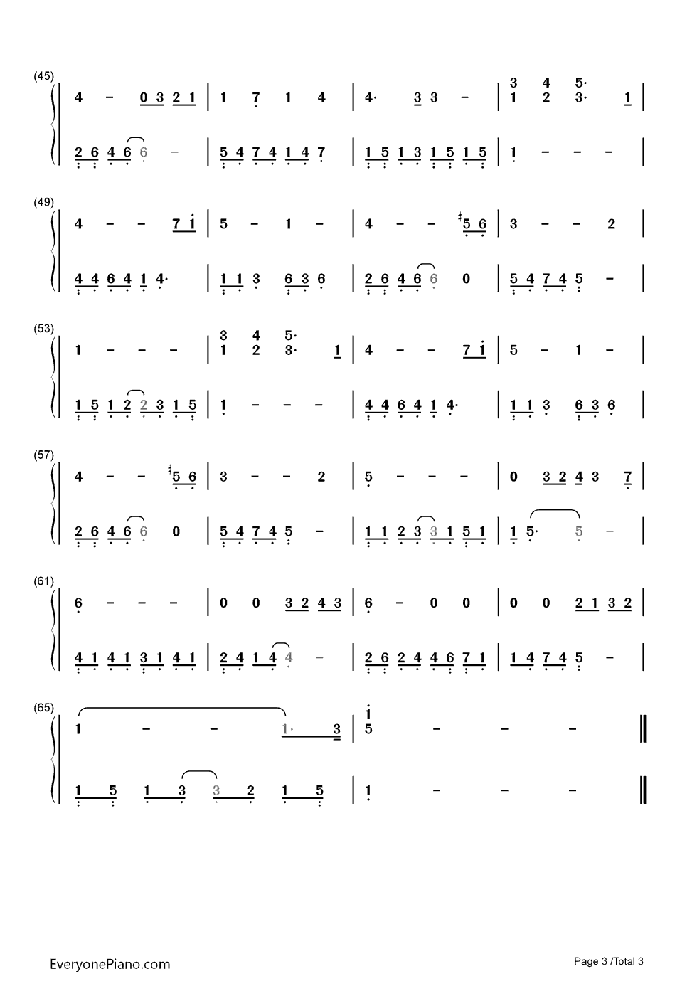 爱的讴歌钢琴简谱_石英銀_柳原演唱
