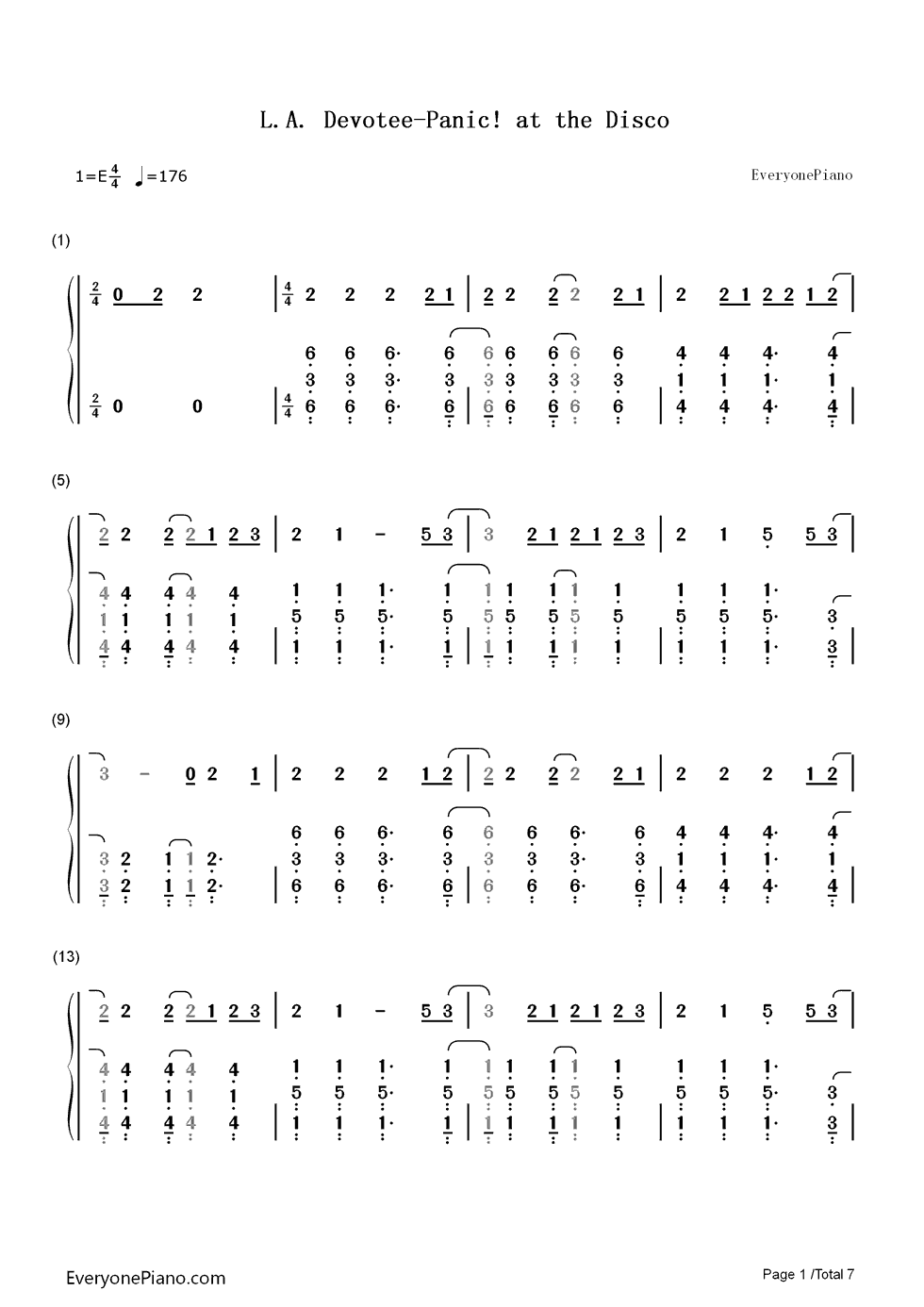 LA_Devotee钢琴简谱_Panic_at_the_Disco演唱