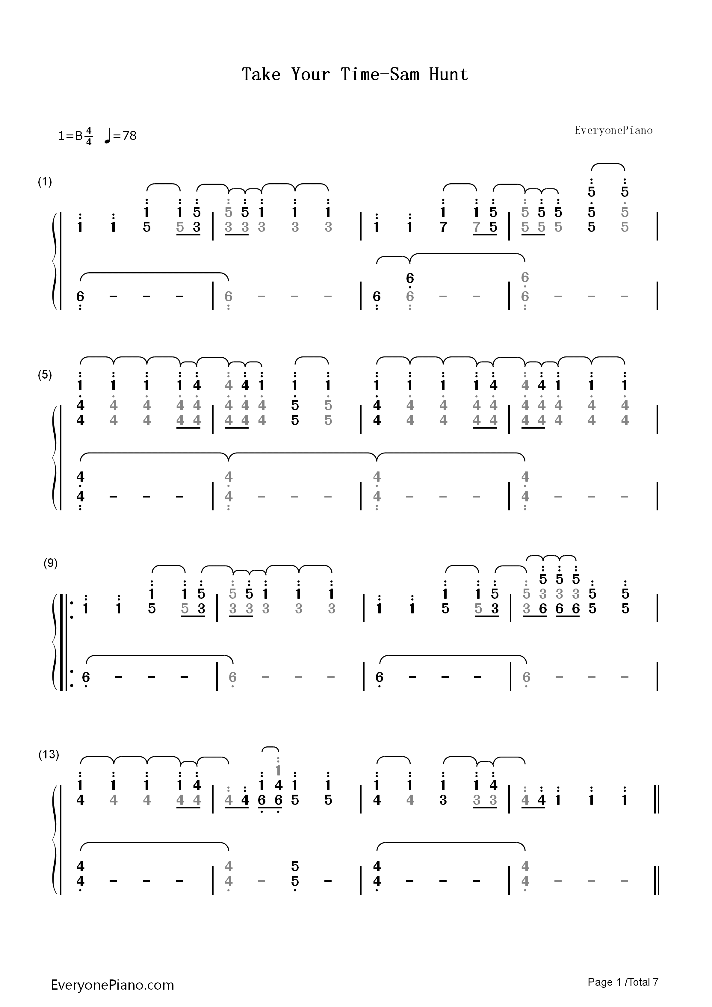 Take_Your_Time钢琴简谱_Sam_Hunt演唱