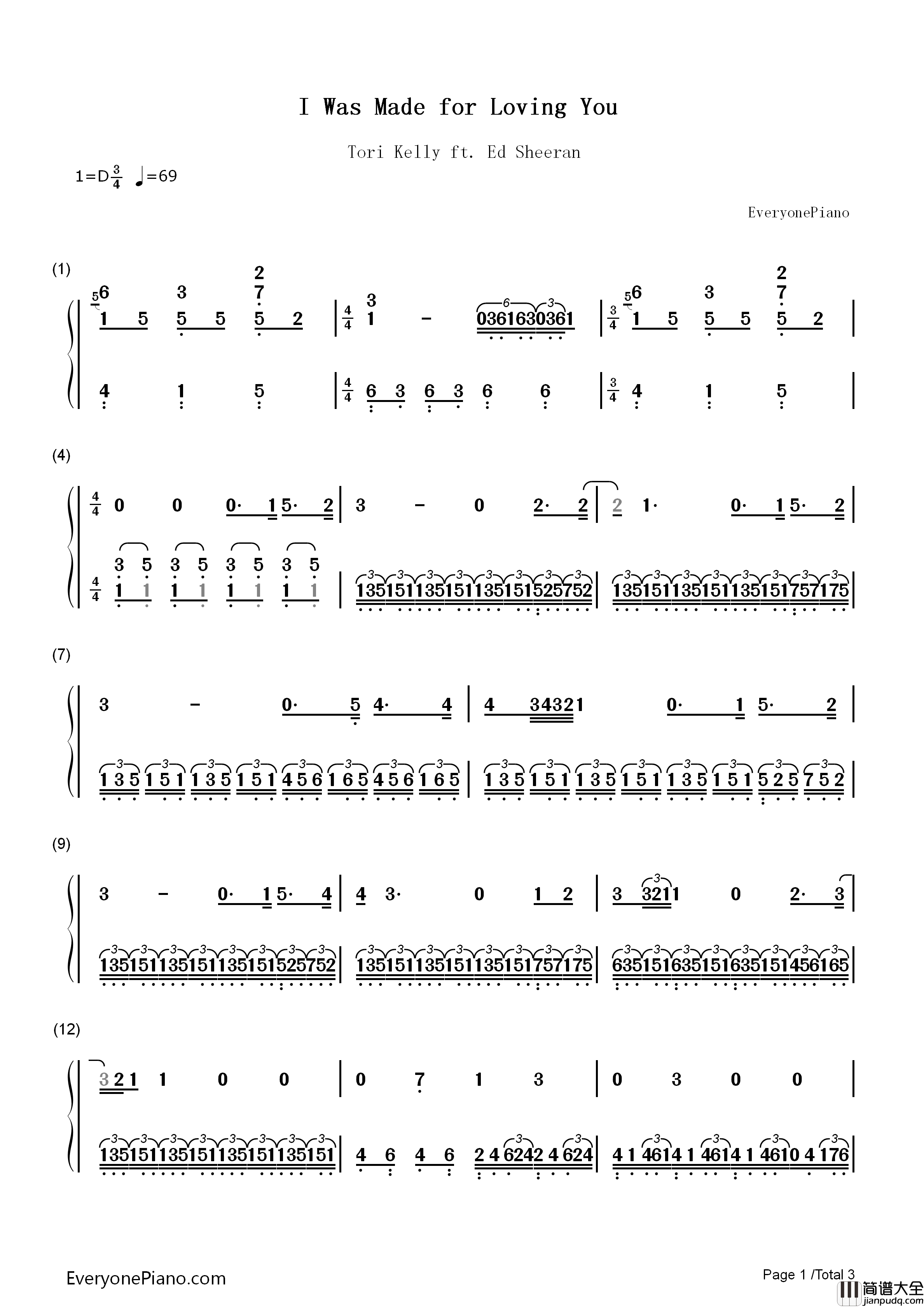 I_Was_Made_for_Loving_You钢琴简谱_Tori_Kelly演唱