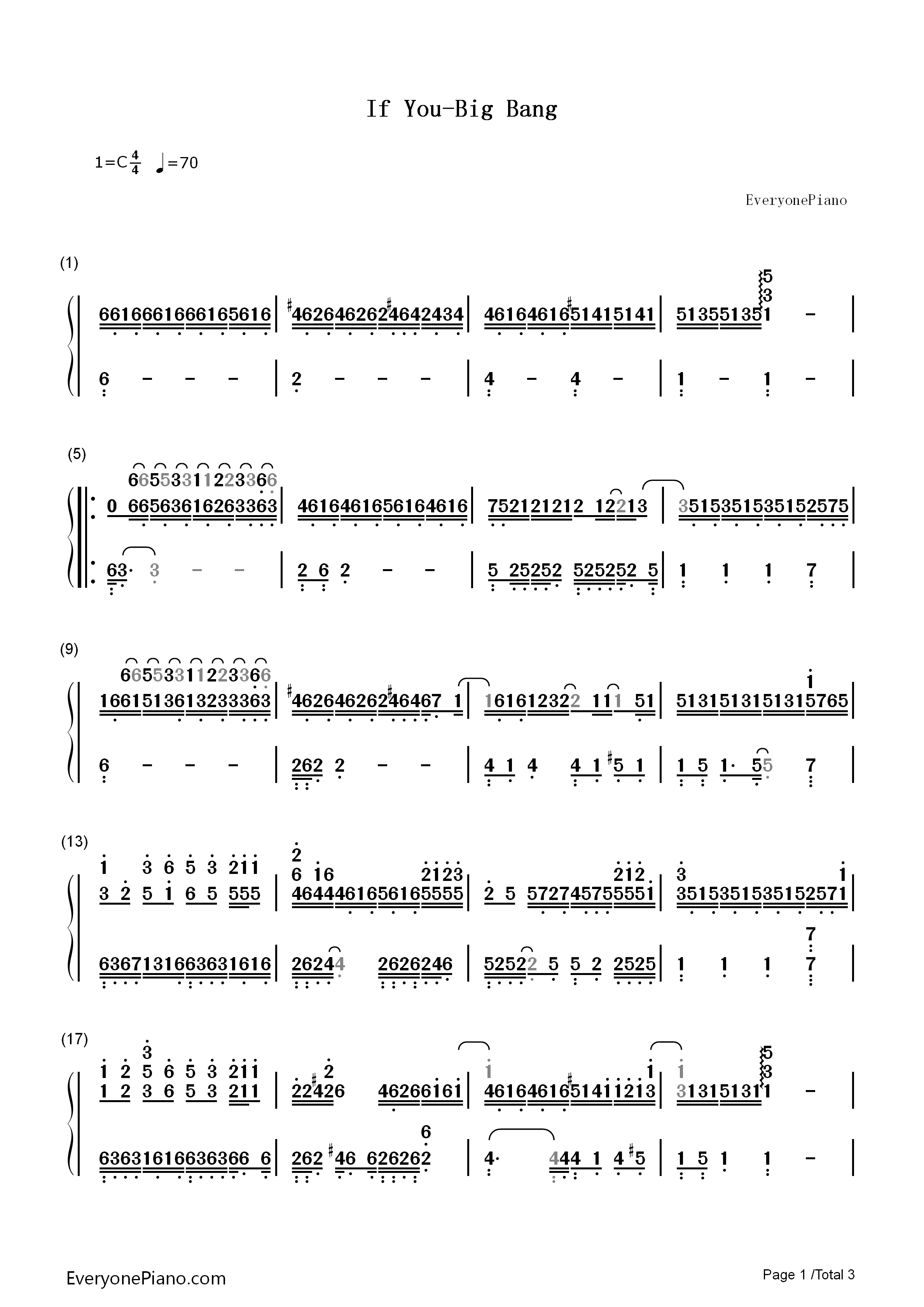 If_You钢琴简谱_Big_Bang演唱