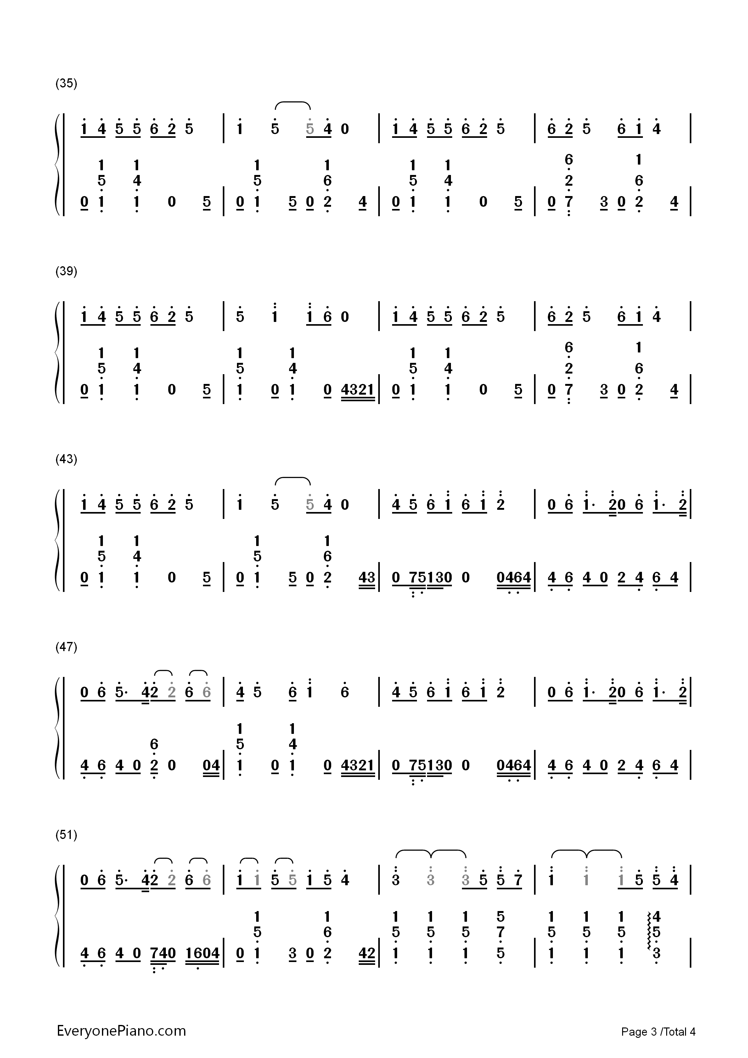 年轮钢琴简谱_张碧晨演唱