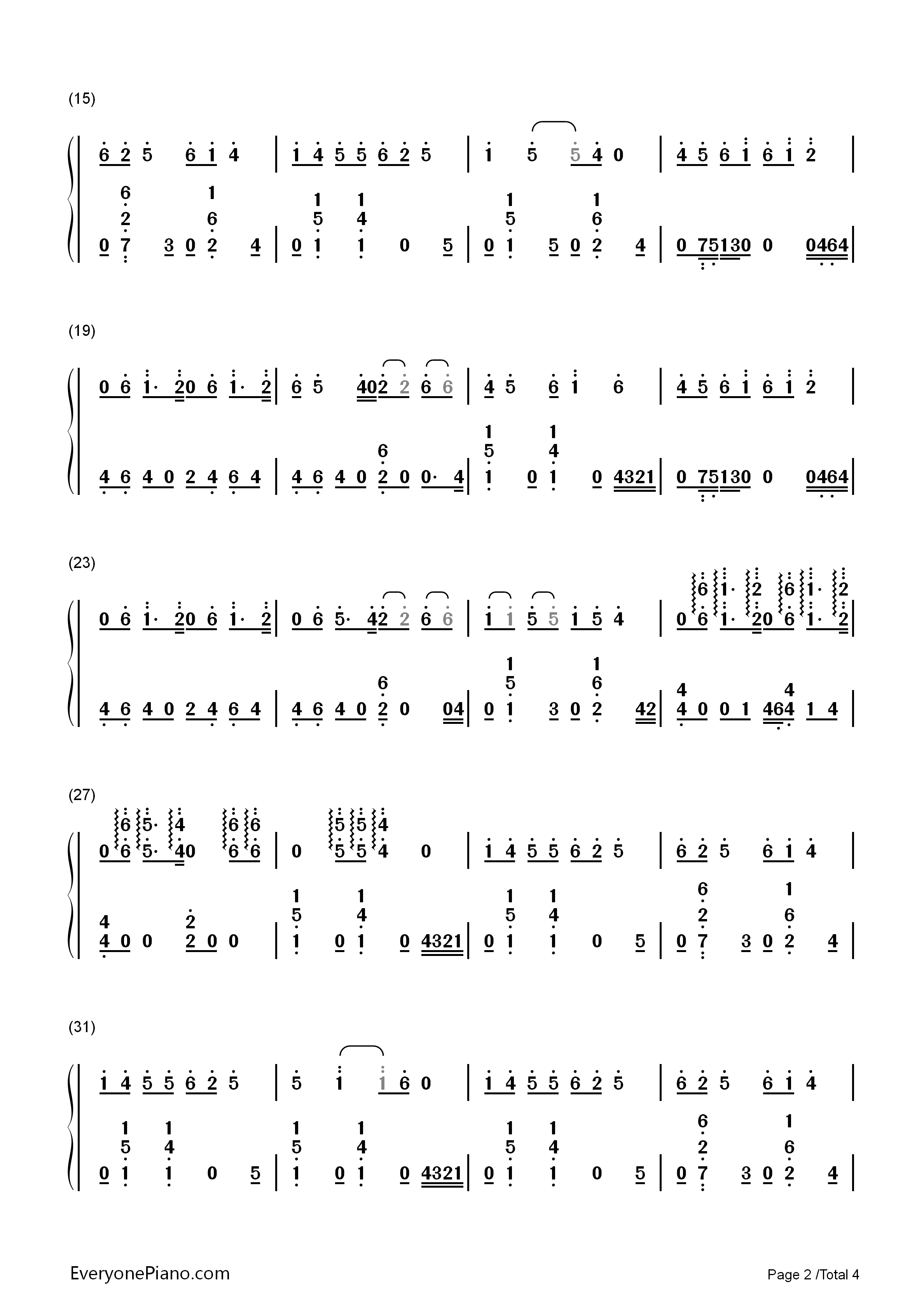 年轮钢琴简谱_张碧晨演唱