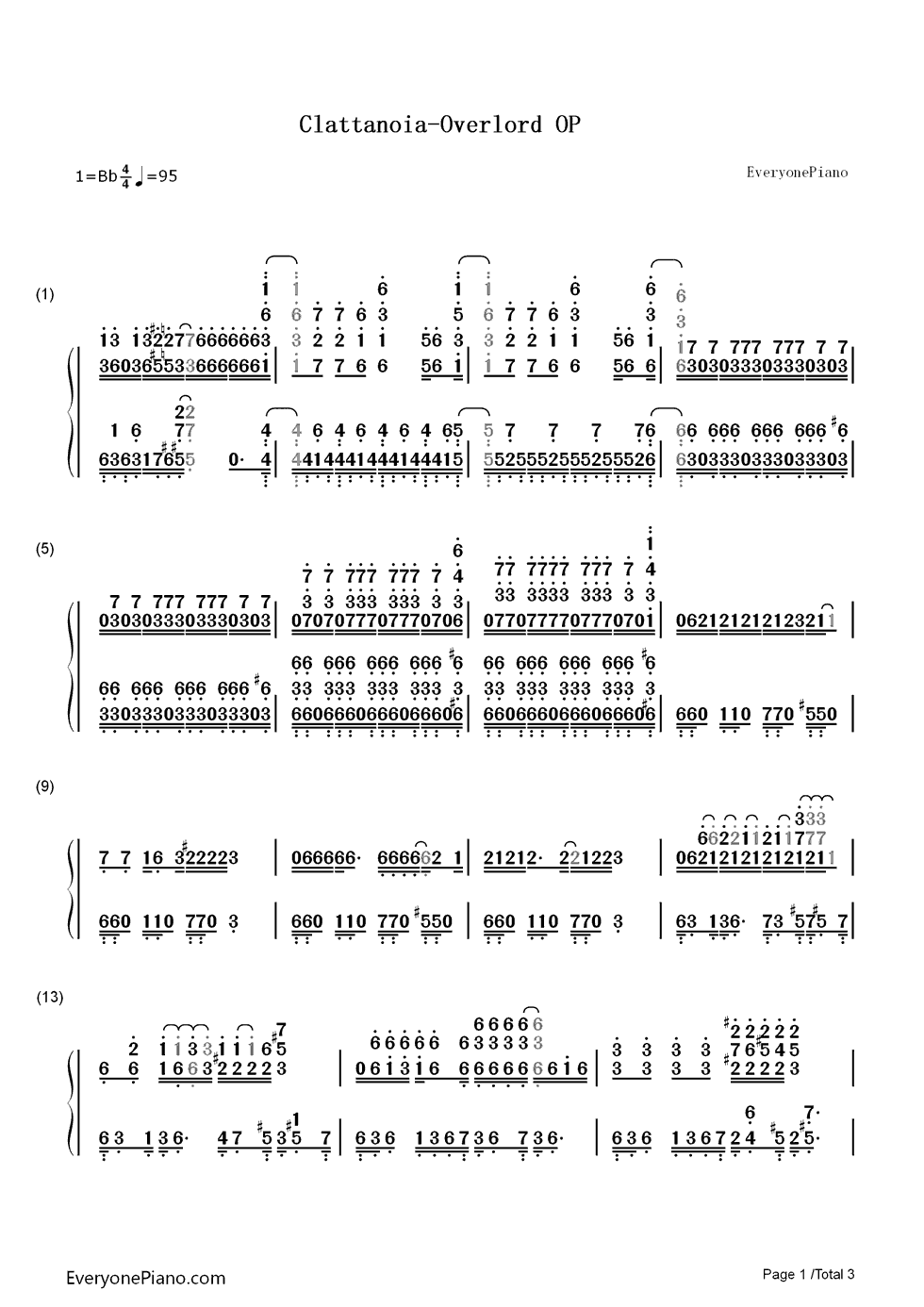 Clattanoia钢琴简谱_OxT（大石昌良×Tom_H@ck）演唱