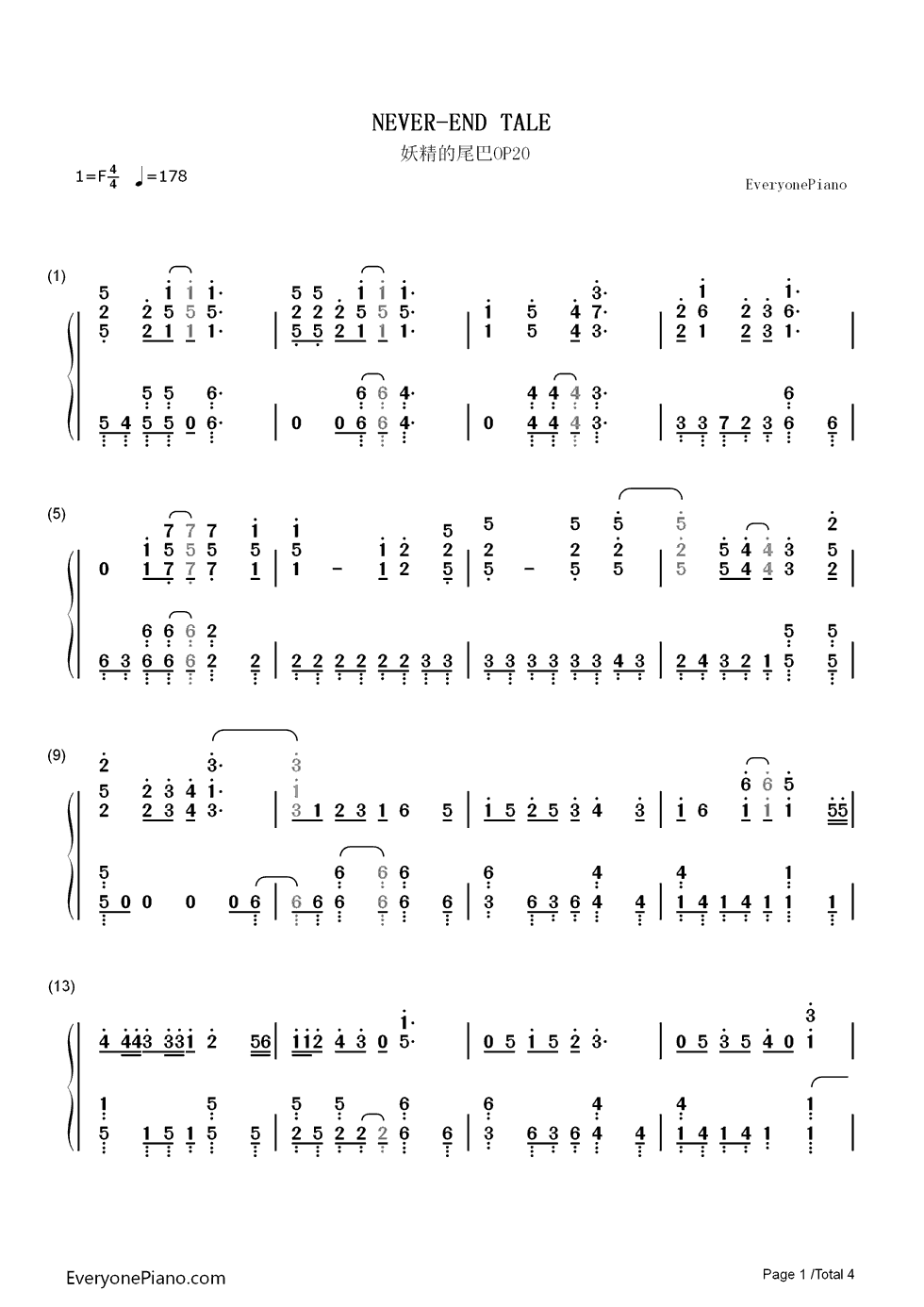 NEVER钢琴简谱_小林竜之&铃木このみ演唱