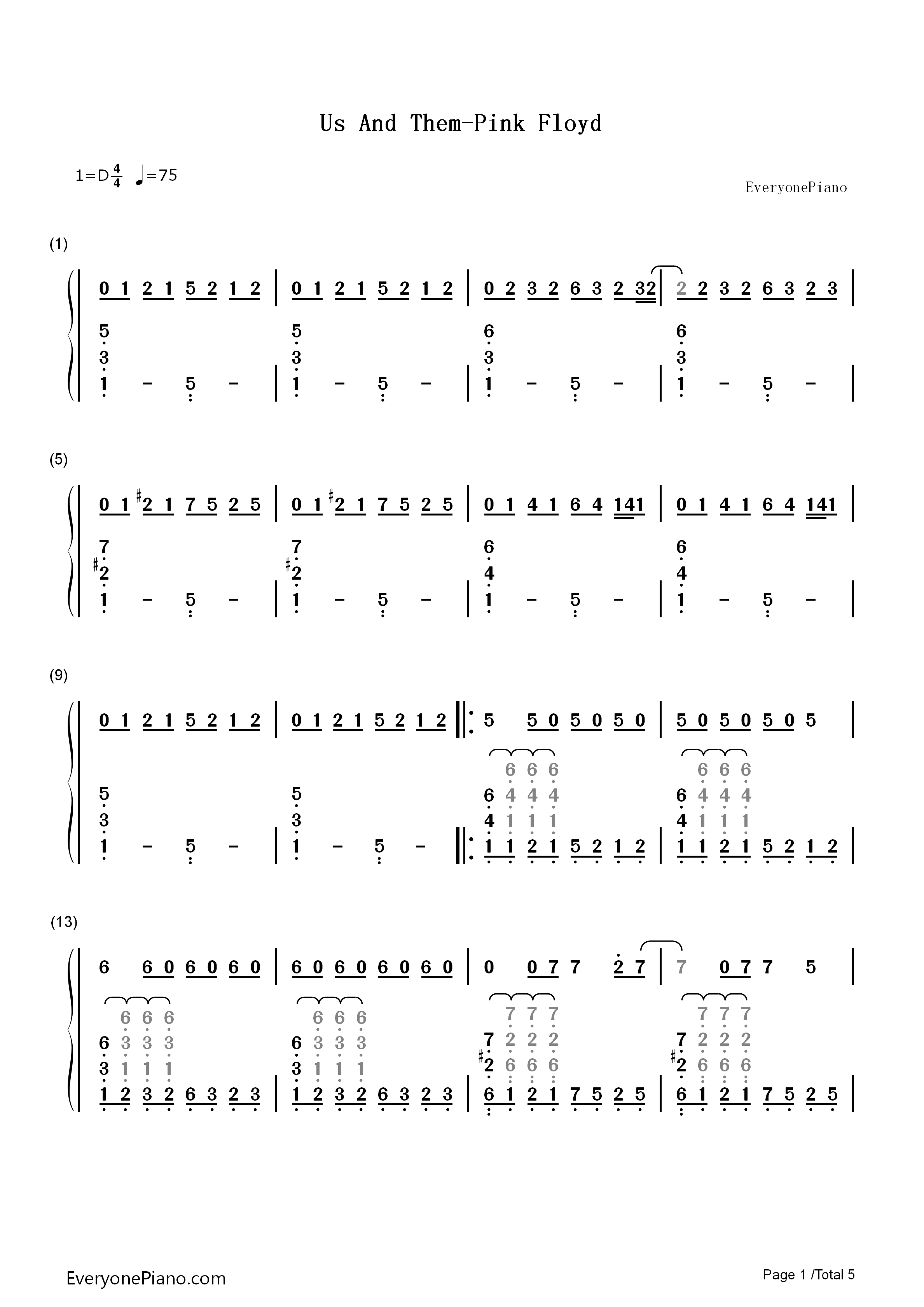 Us_and_Them钢琴简谱_Pink_Floyd演唱