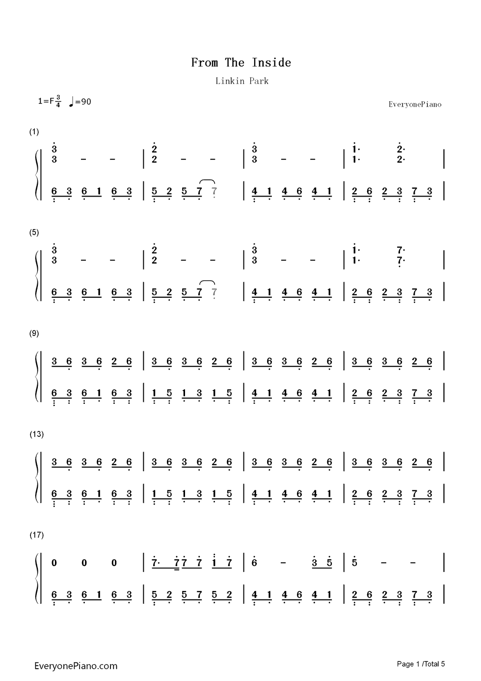 From_the_Inside钢琴简谱_Linkin_Park演唱