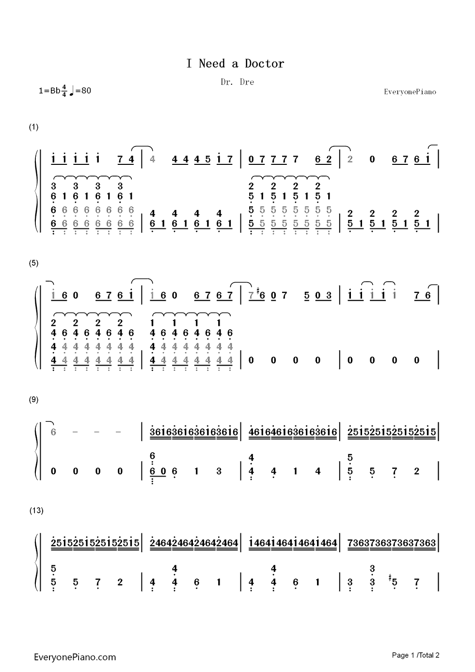 I_Need_a_Doctor钢琴简谱_Dr._Dre演唱