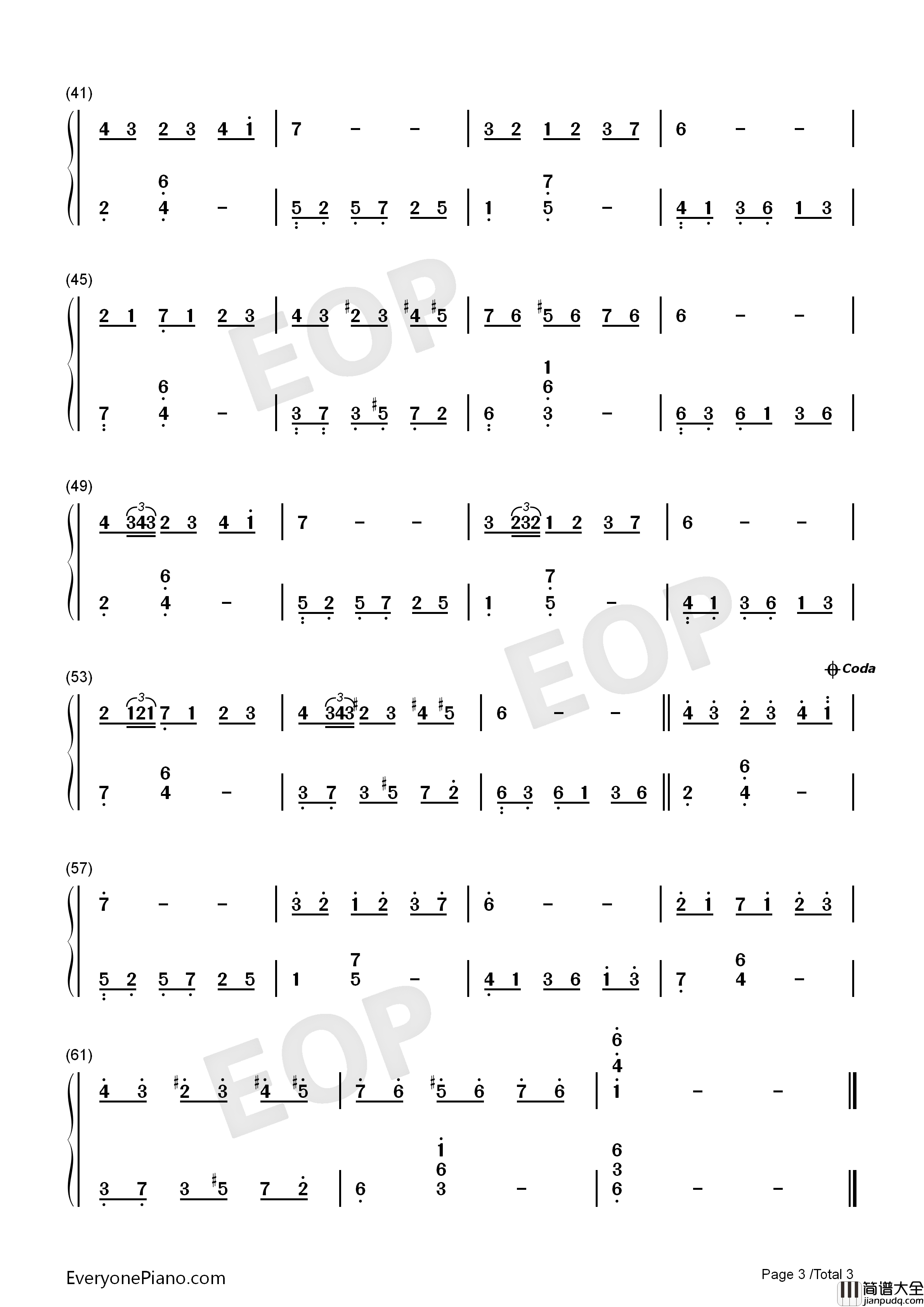 白色恋人钢琴简谱_Francis_Lai演唱