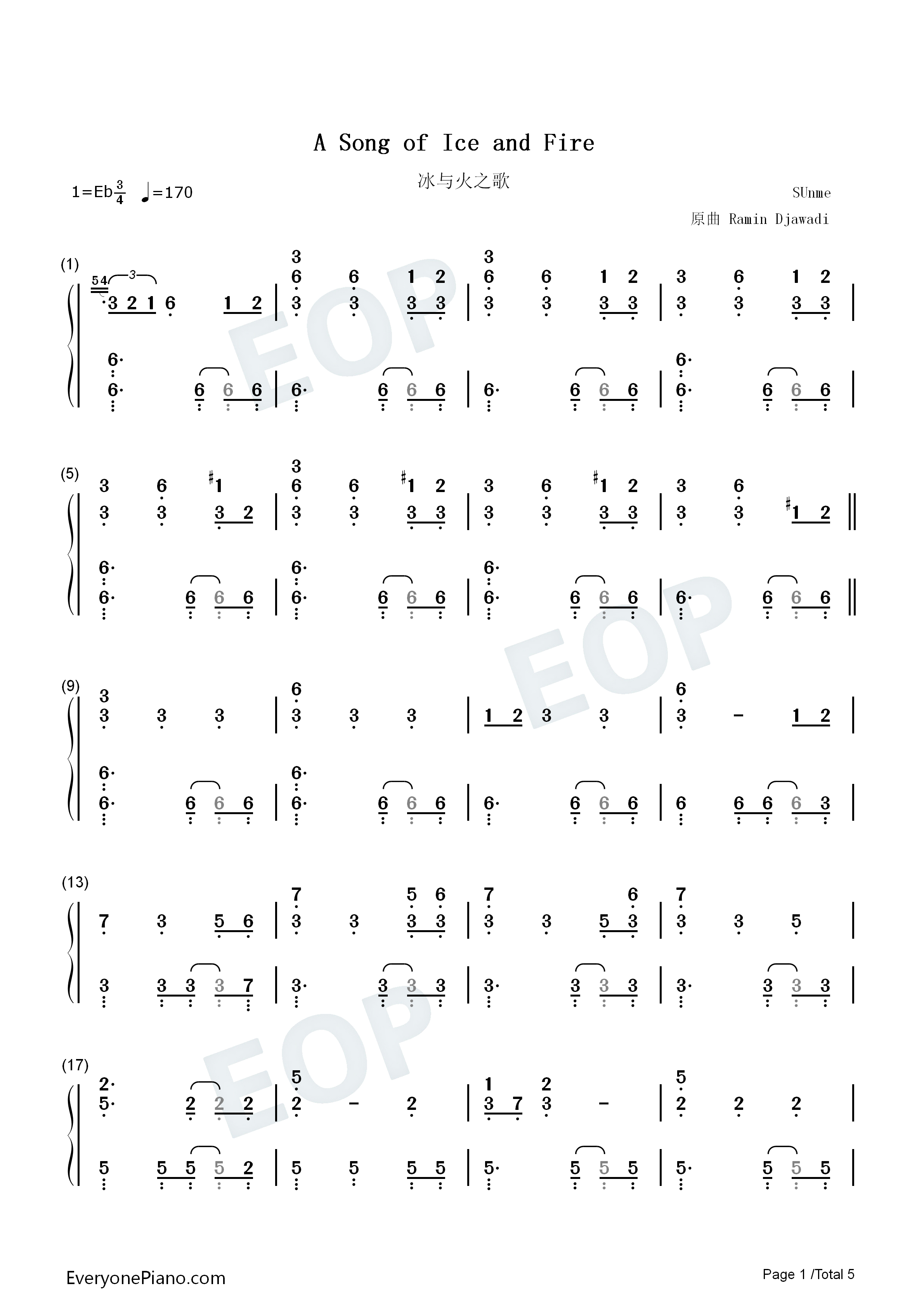 冰与火之歌钢琴简谱_Ramin_Djawadi演唱