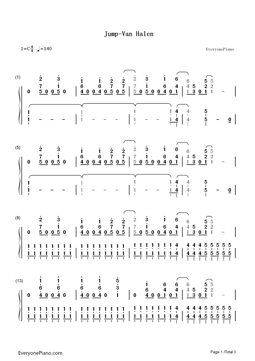 Jump钢琴简谱_Van_Halen演唱