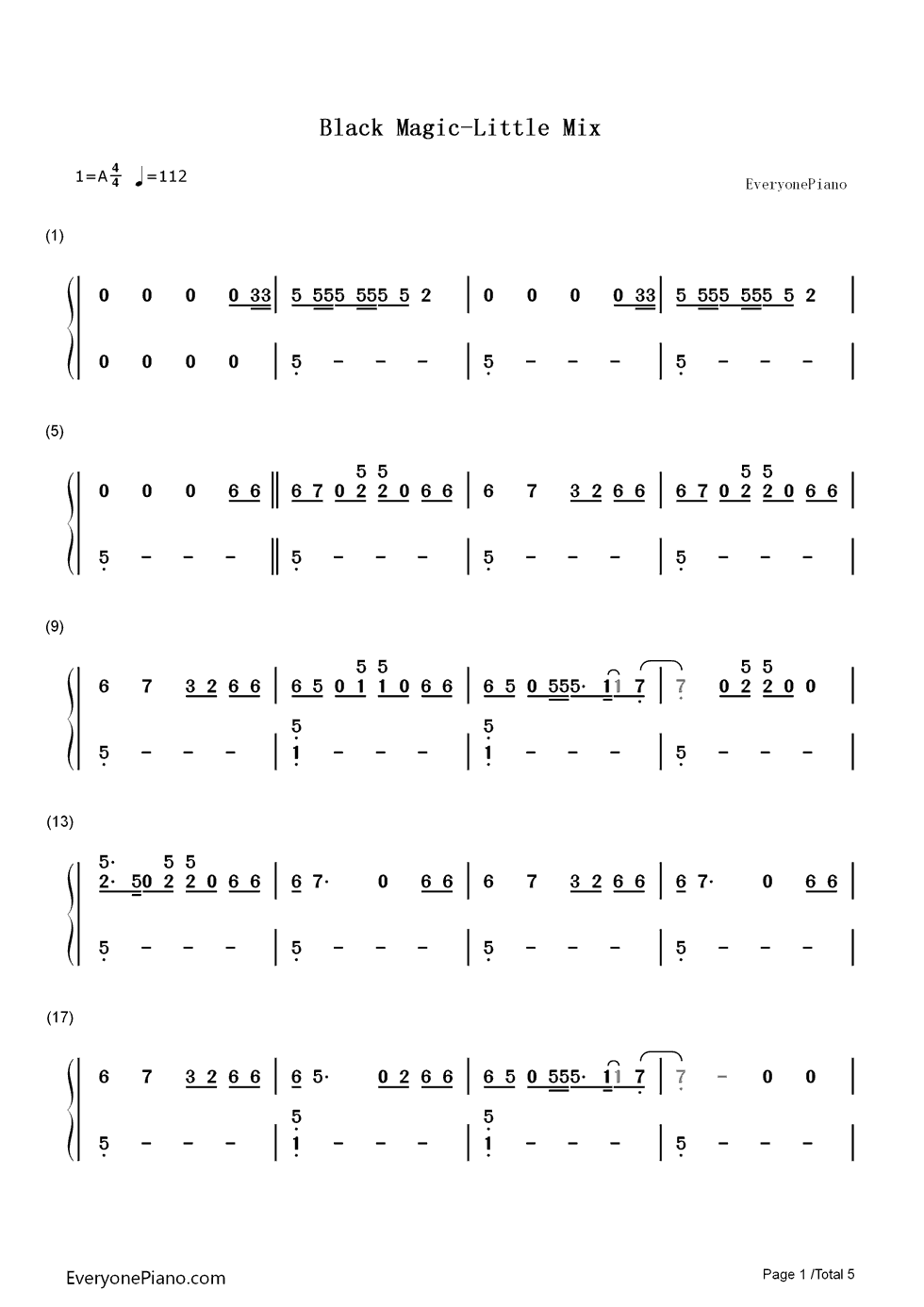 Black_Magic钢琴简谱_Little_Mix演唱