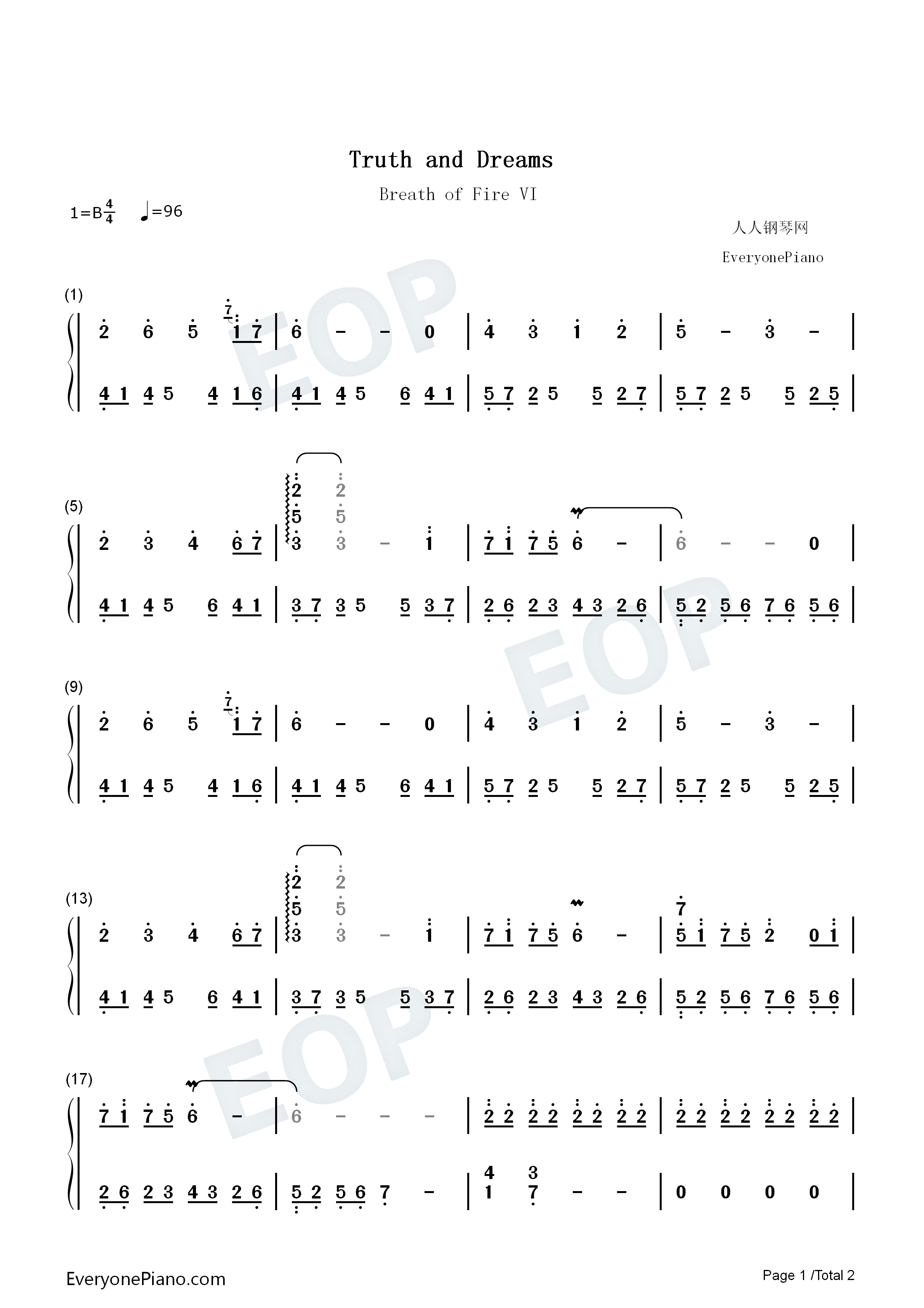 Truth_and_Dreams钢琴简谱_青木_佳乃演唱