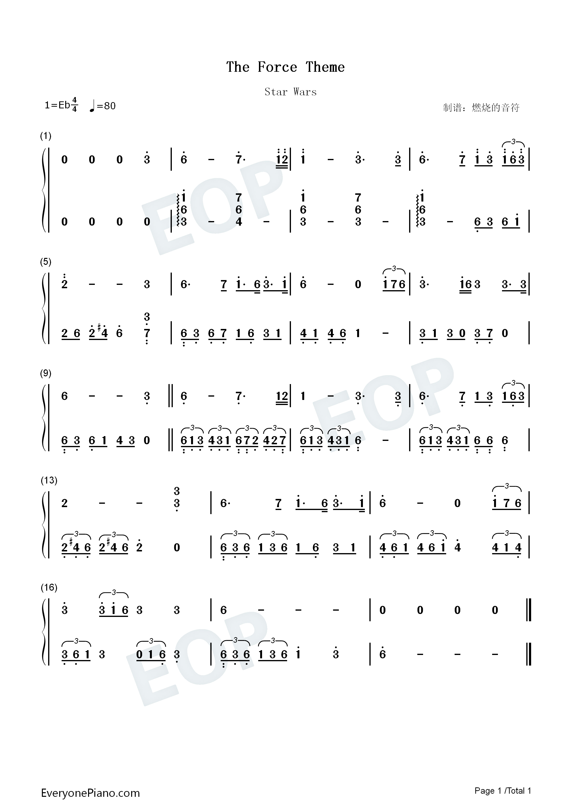 The_Force_Theme钢琴简谱_John_Williams演唱