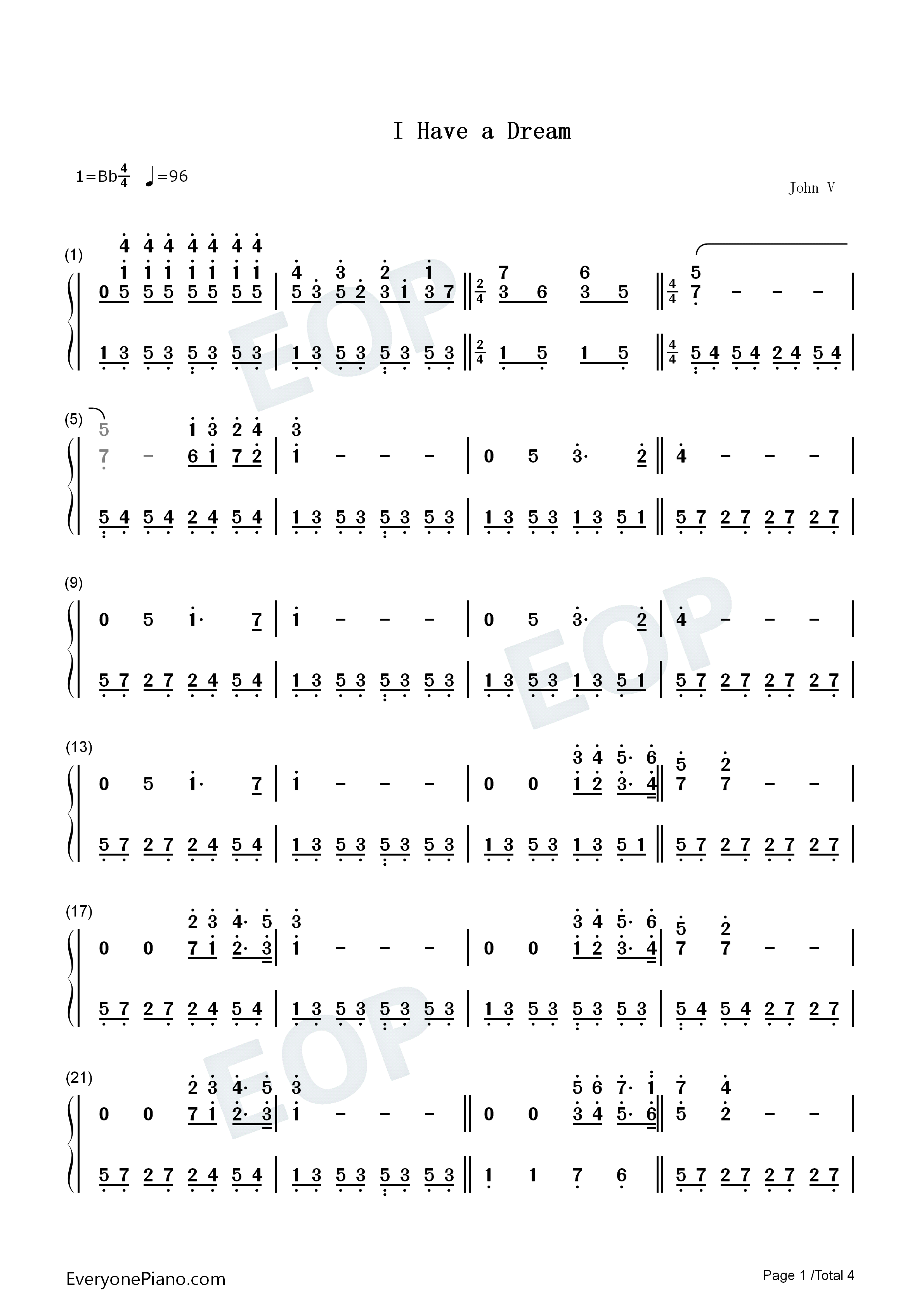 I_Have_a_Dream钢琴简谱_ABBA演唱