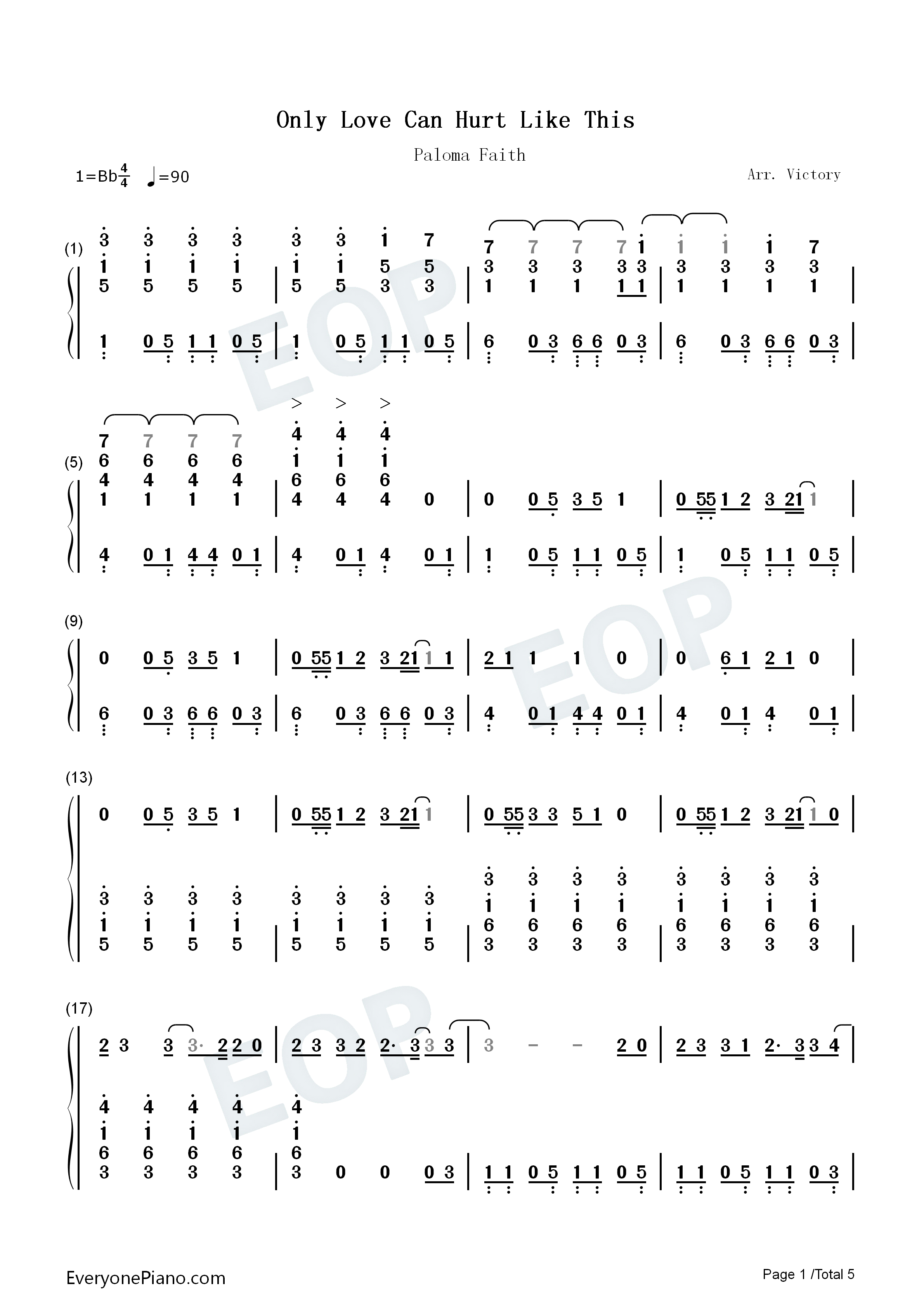 Only_Love_Can_Hurt_Like_This钢琴简谱_Paloma_Faith演唱