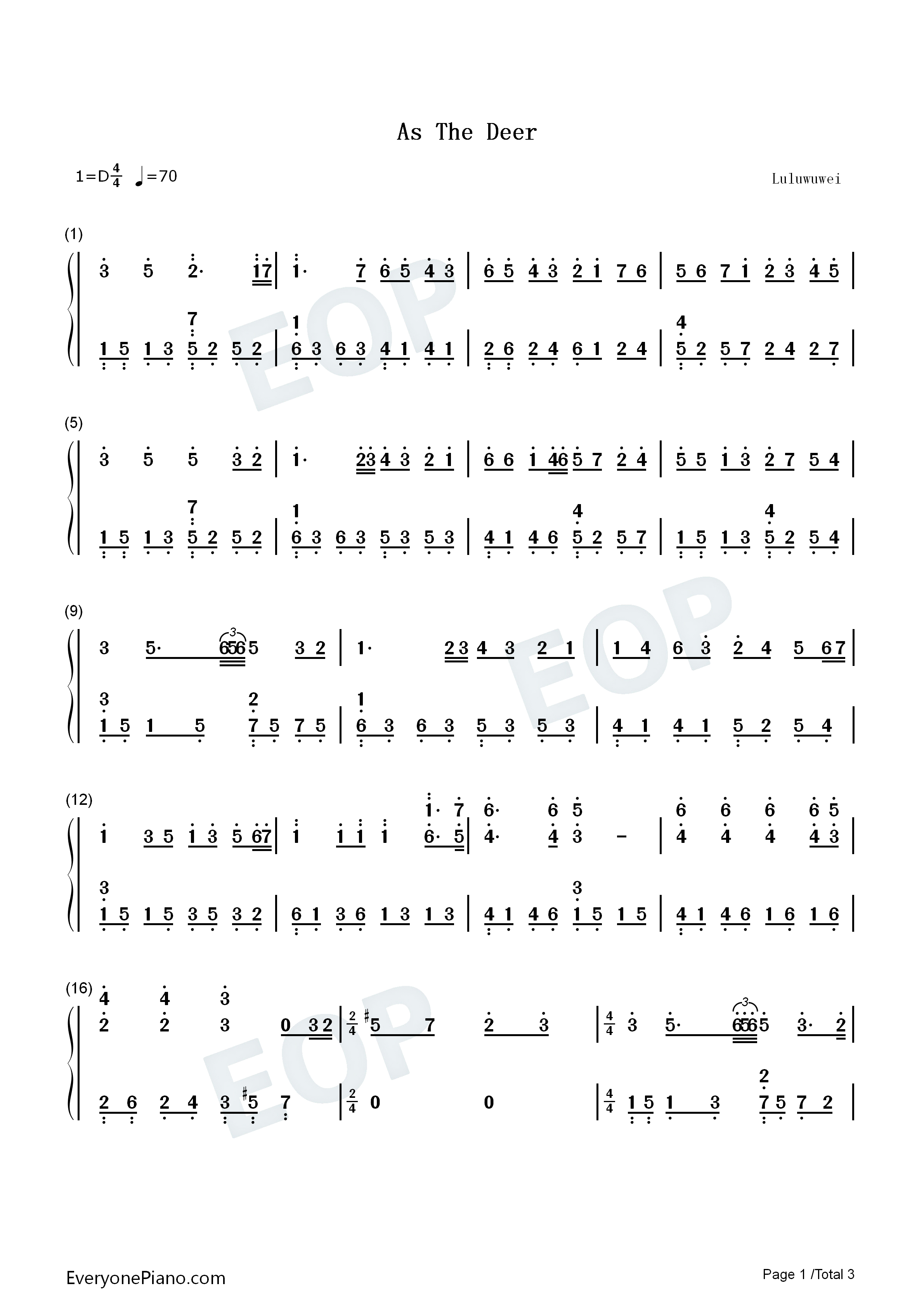 As_the_Deer钢琴简谱_Martin_J._Nystrom演唱