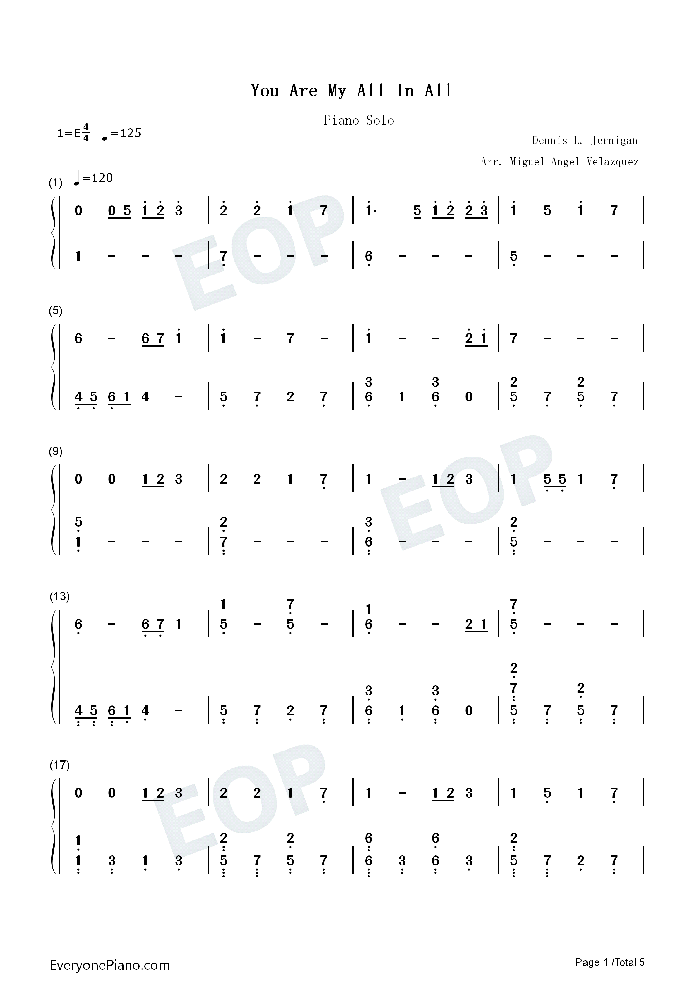 You_Are_My_All_In_All钢琴简谱_The_Praise_Baby_Collection演唱